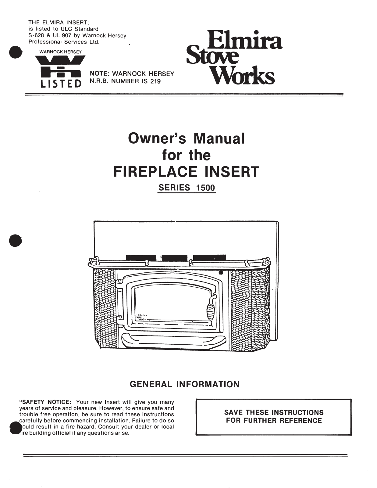 Elmira Stove Works 1500 User Manual