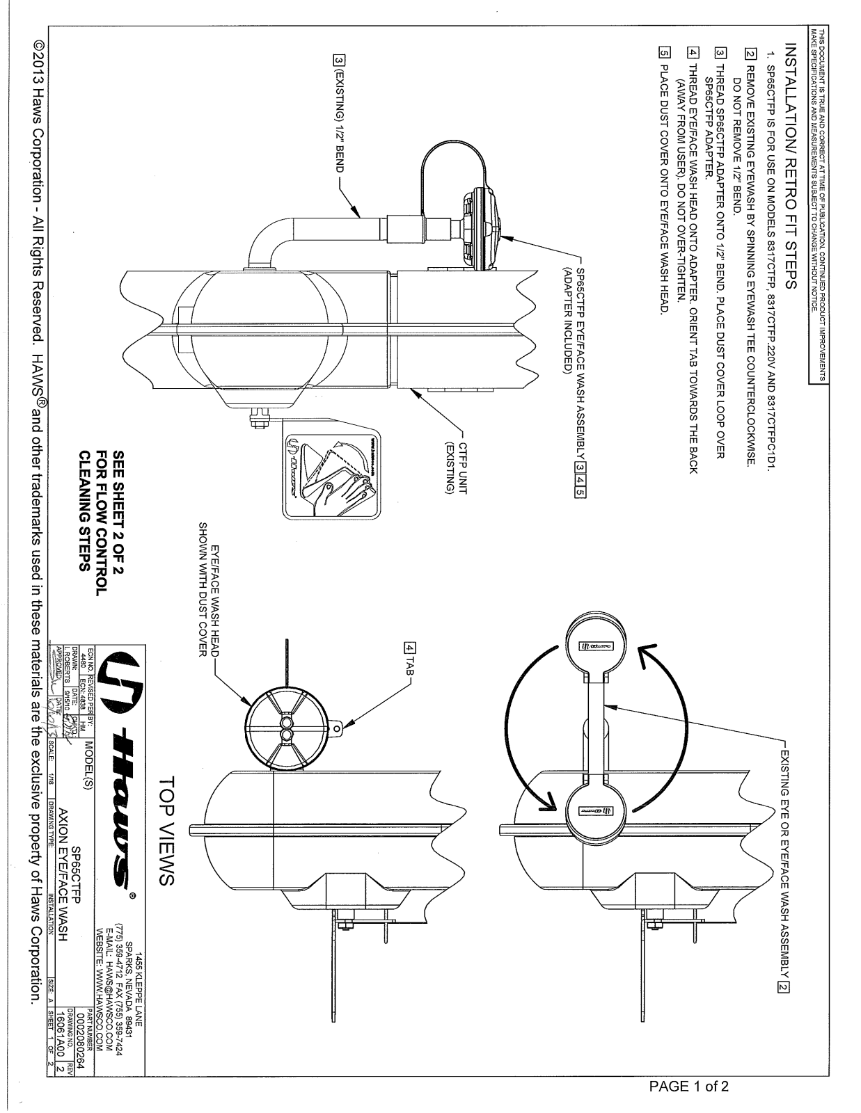 Haws SP65CTFP Installation Manual