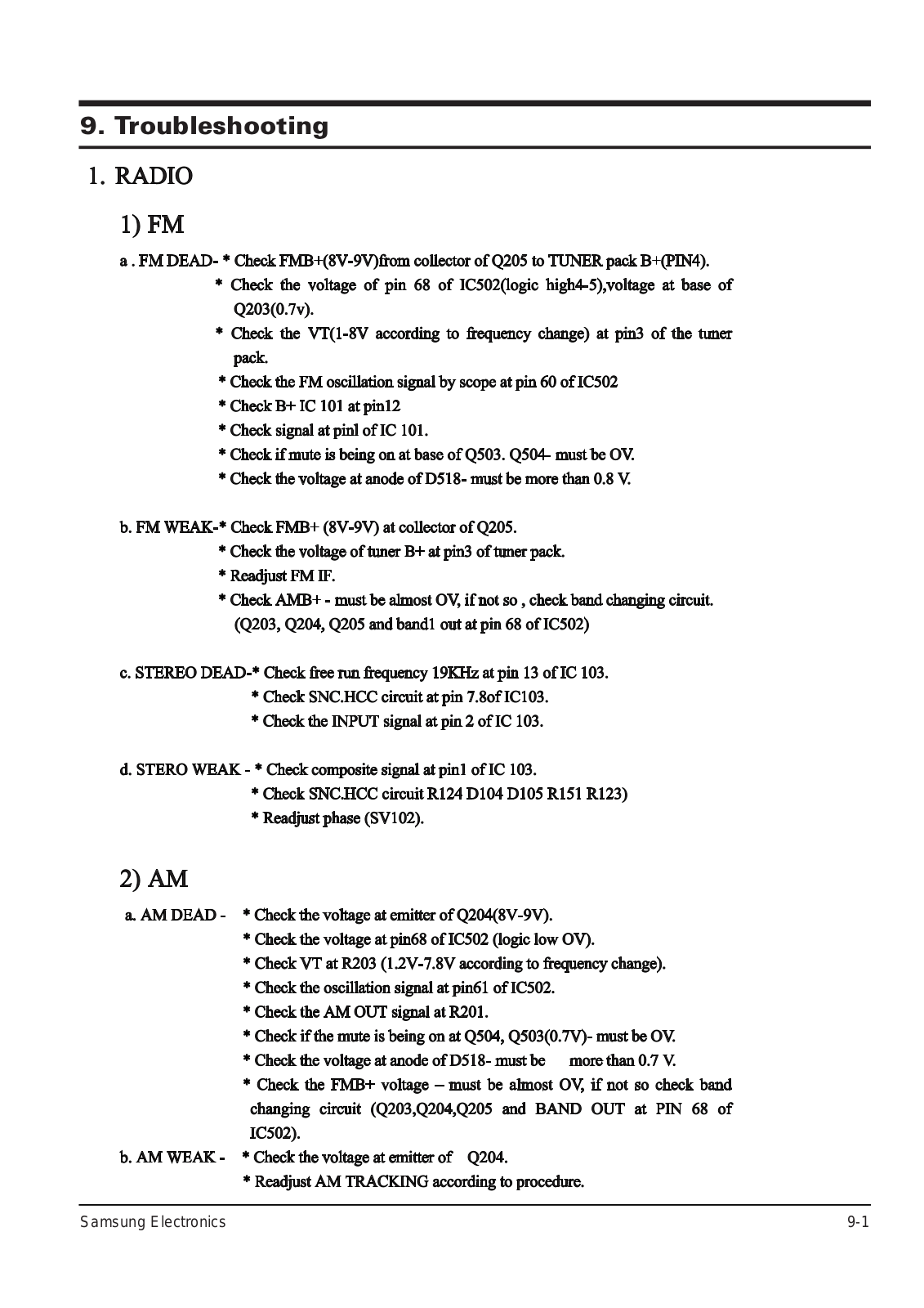 SAMSUNG SC-6400 Service Manual Troubleshooting