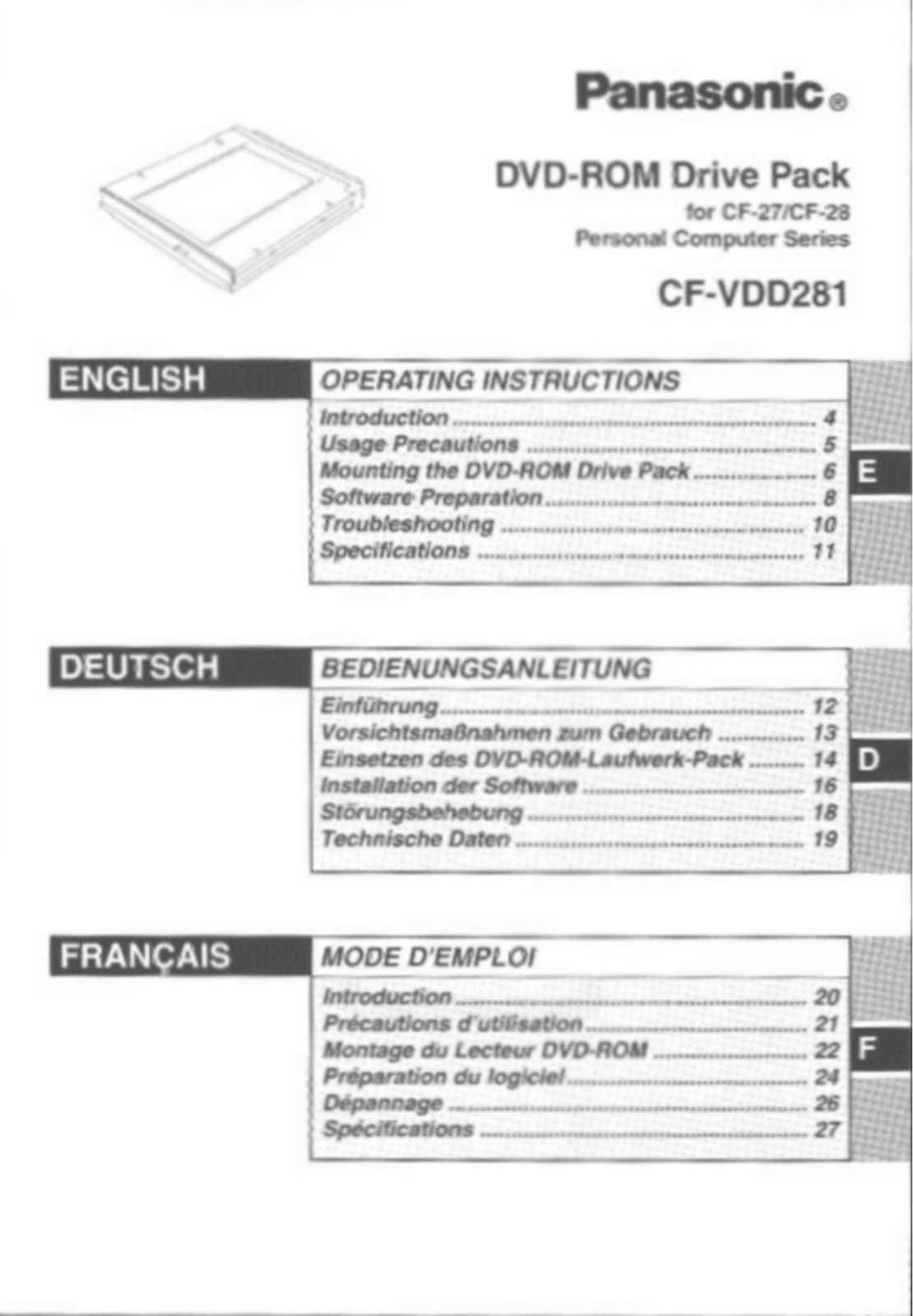 Panasonic CF-VDD281 User Manual