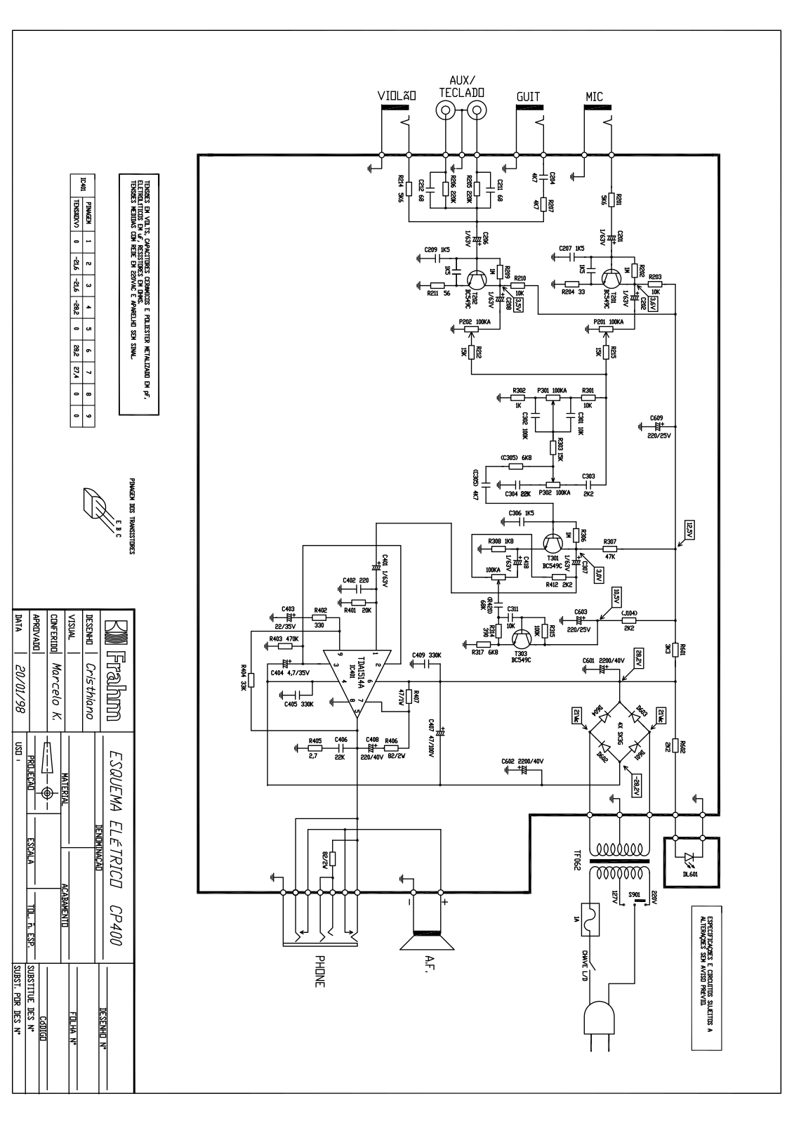 FRAHM CP400 Schematic