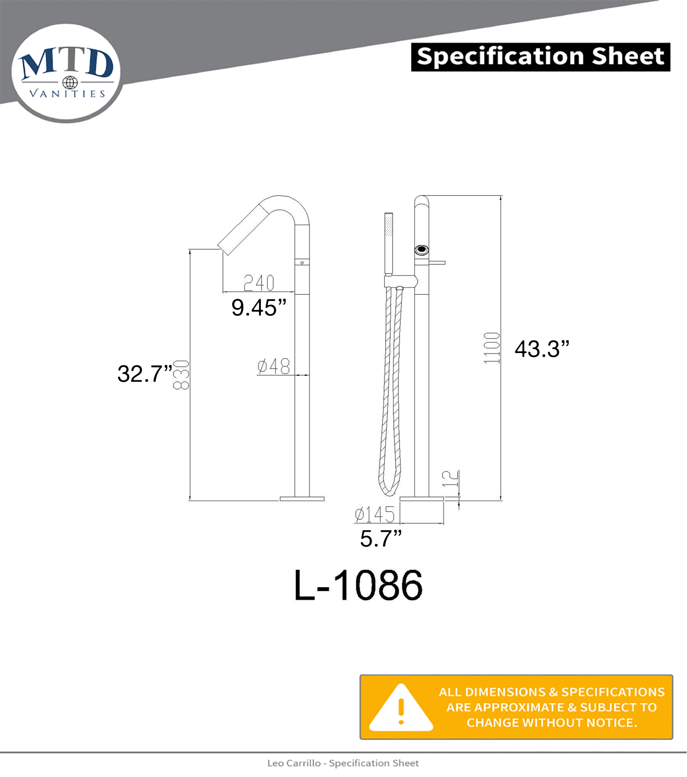 MTD Vanities NDRY1027 Dimensions - ManualMachine.com