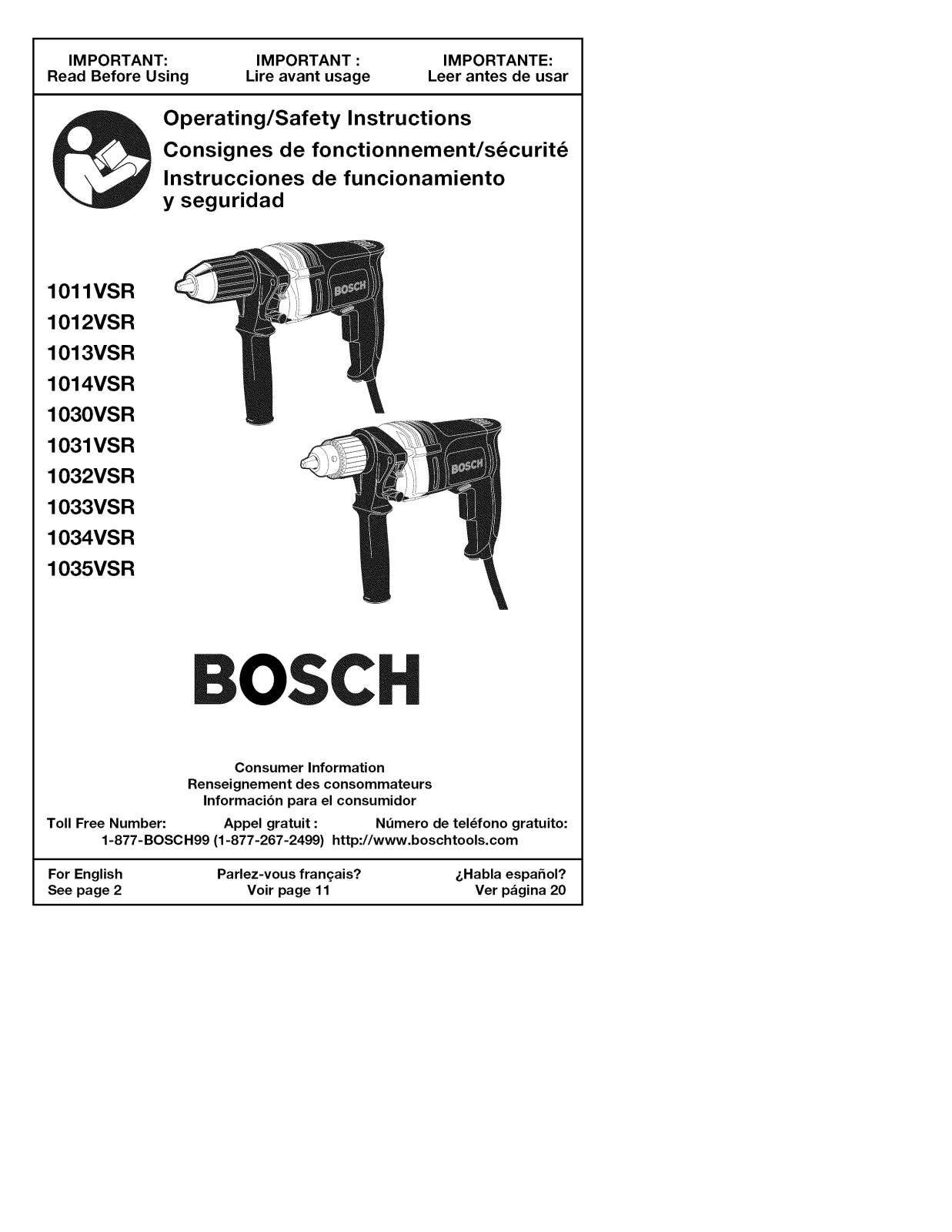 Bosch 1035VSR Owner’s Manual