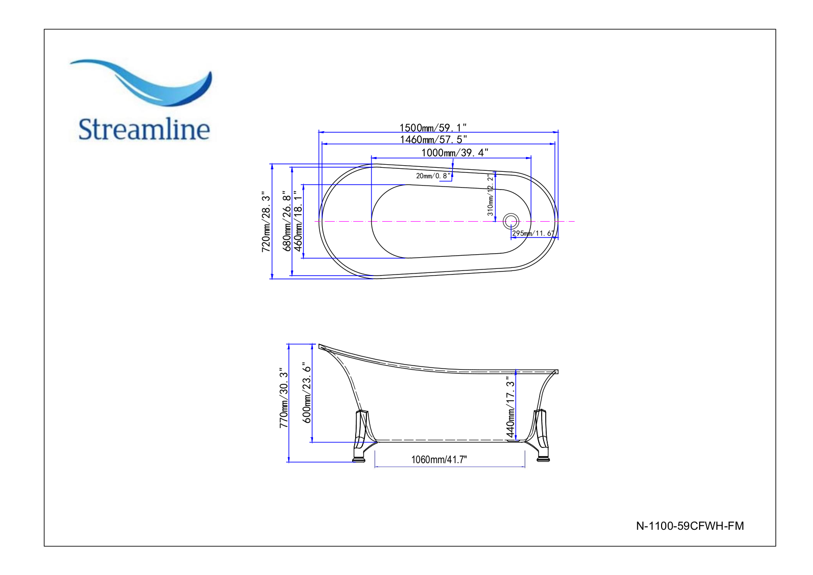 Streamline Bath SLBH3436 Dimensions - ManualMachine.com
