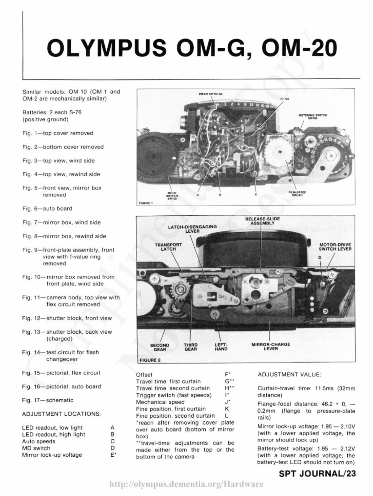 Olympus OM-G, OM-20 Repair Article - ManualMachine.com