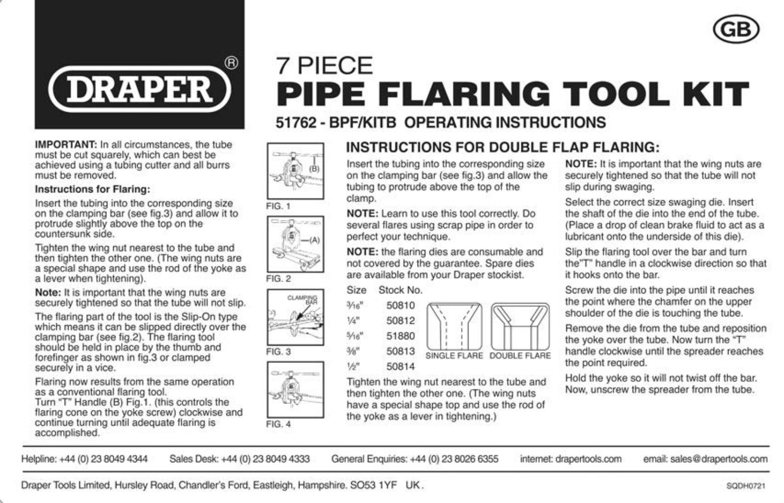 Draper Tools 51762 Instructions - ManualMachine.com