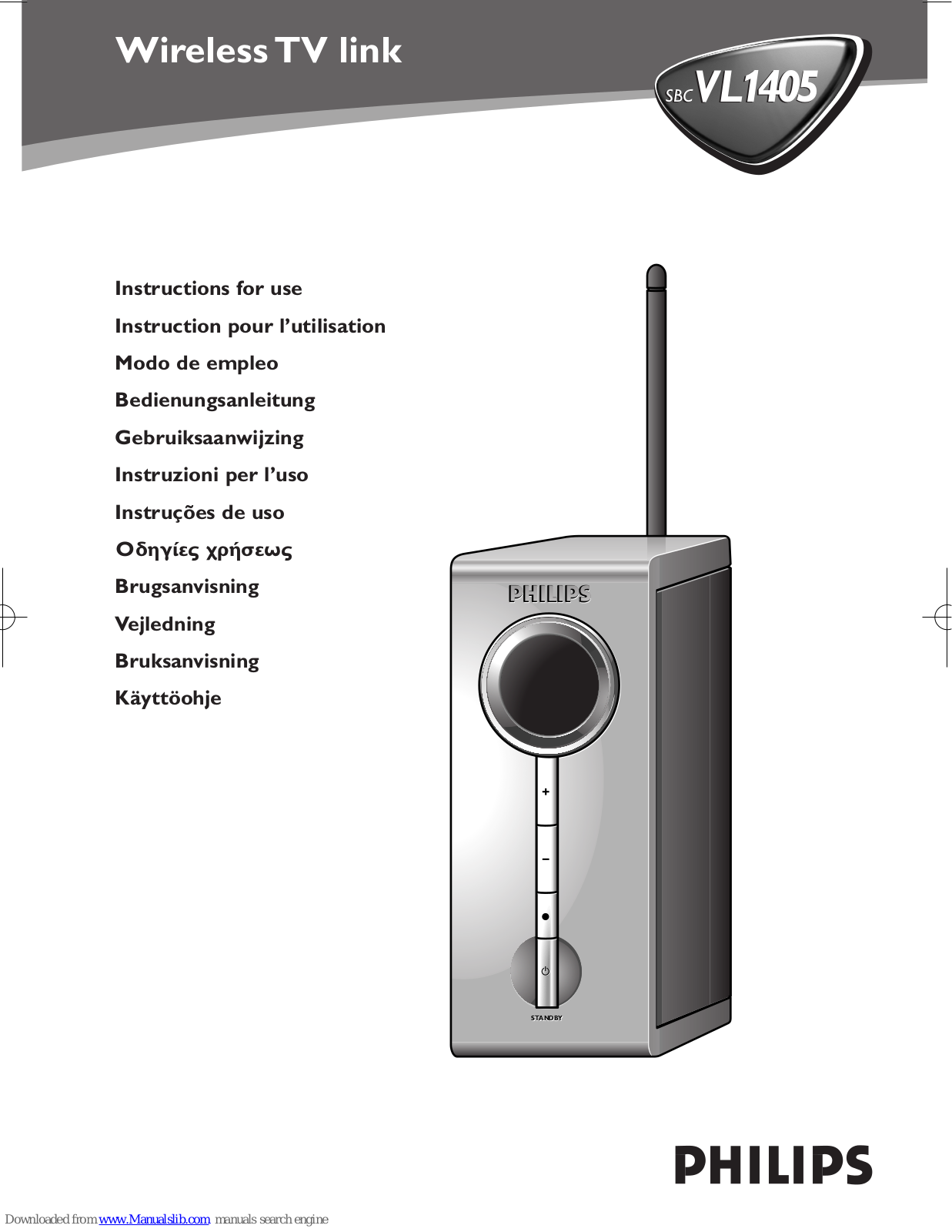 Philips VL1405, SBCVL1405/05, SBCVL1405/16, SBCVL1405/00, SBCVL1405 Instructions For Use Manual