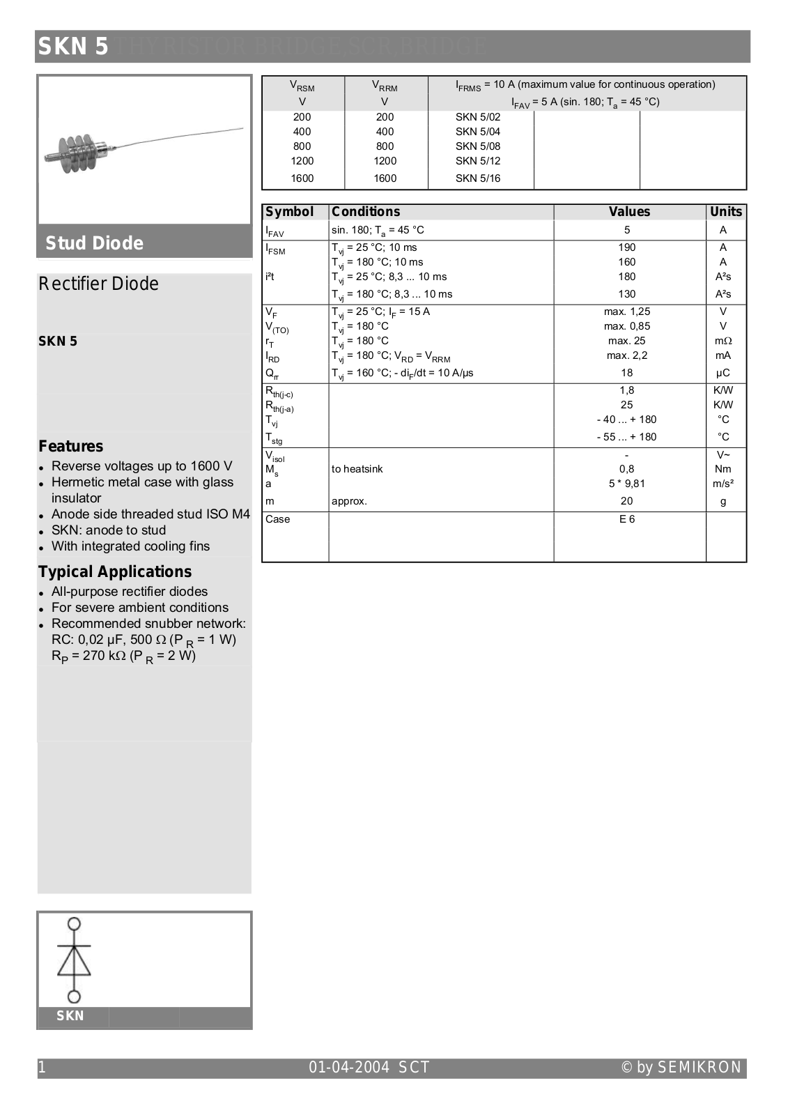 Semikron SKN5 Data Sheet