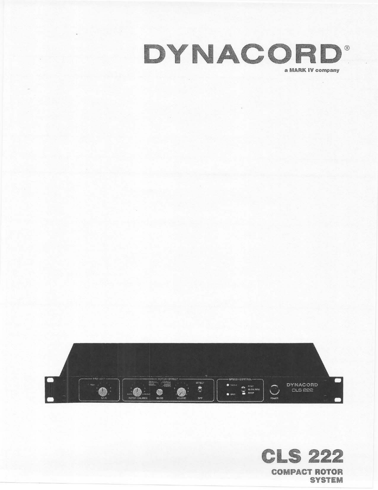 Dynacord CLS-222 Owners manual