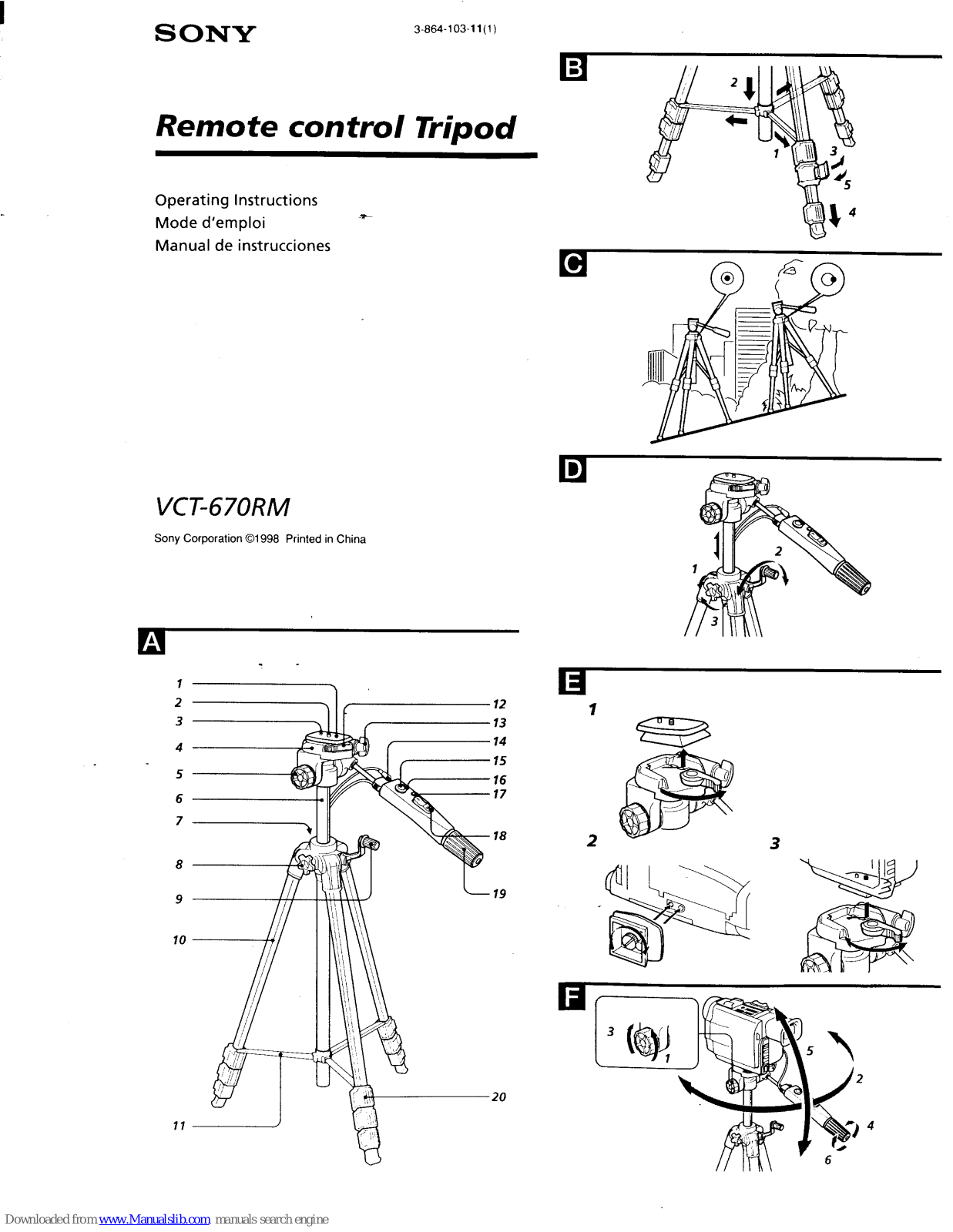 Sony VCT-670RM Primary User Manual (English, Españ, ol) Operating Instructions Manual