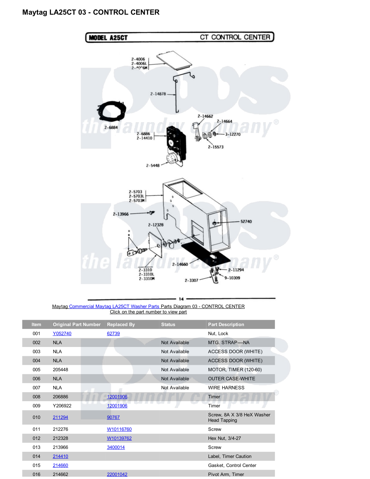 Maytag LA25CT Parts Diagram