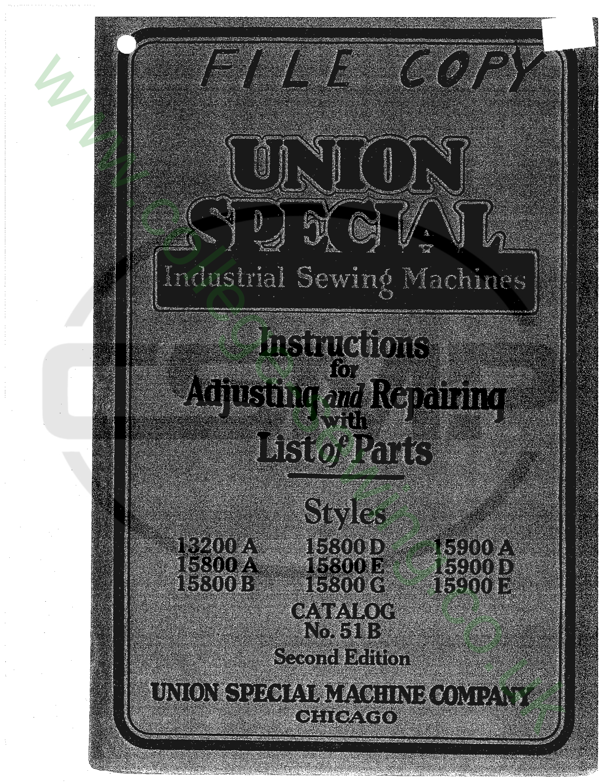 Union Special 51B Parts Book