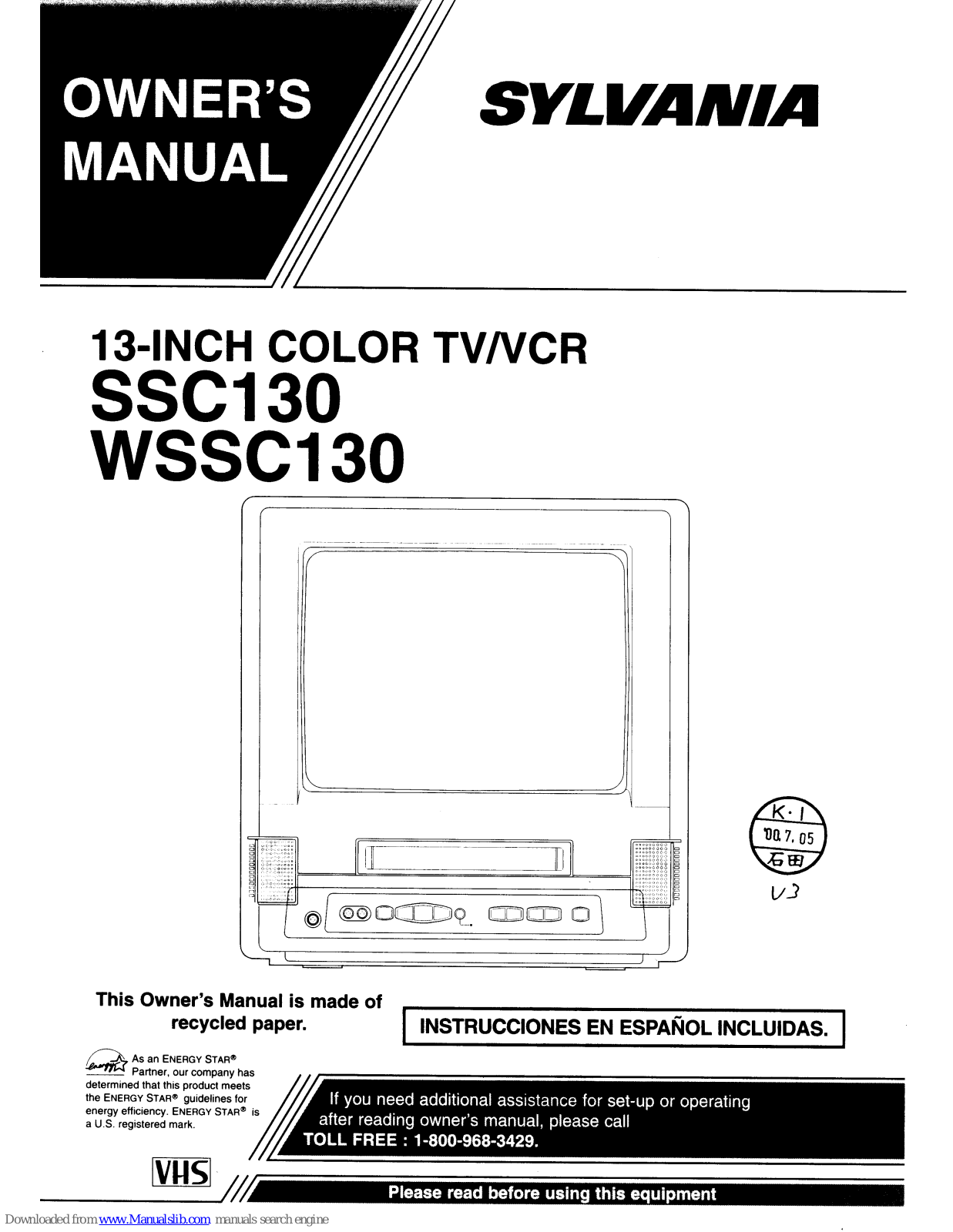 Sylvania WSSC130 Owner's Manual