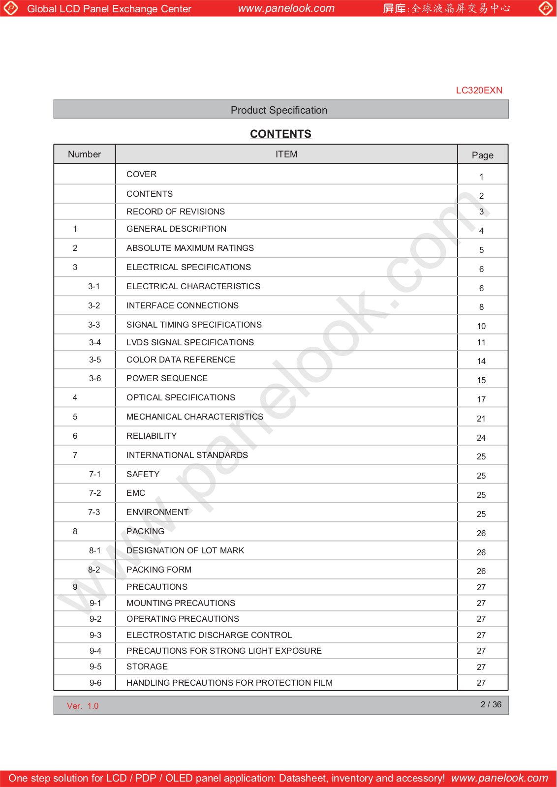 LG Display LC320EXN-SEP1 Specification