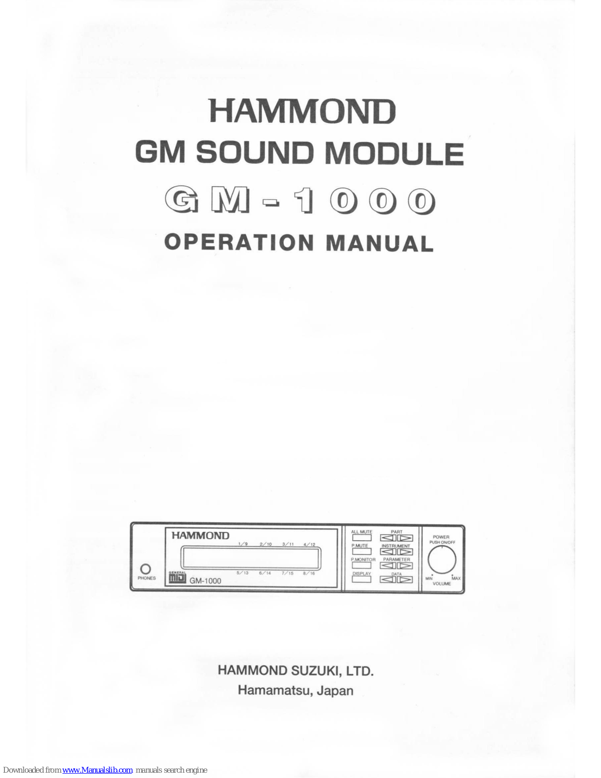 Hammond GM-1000 Operation Manual