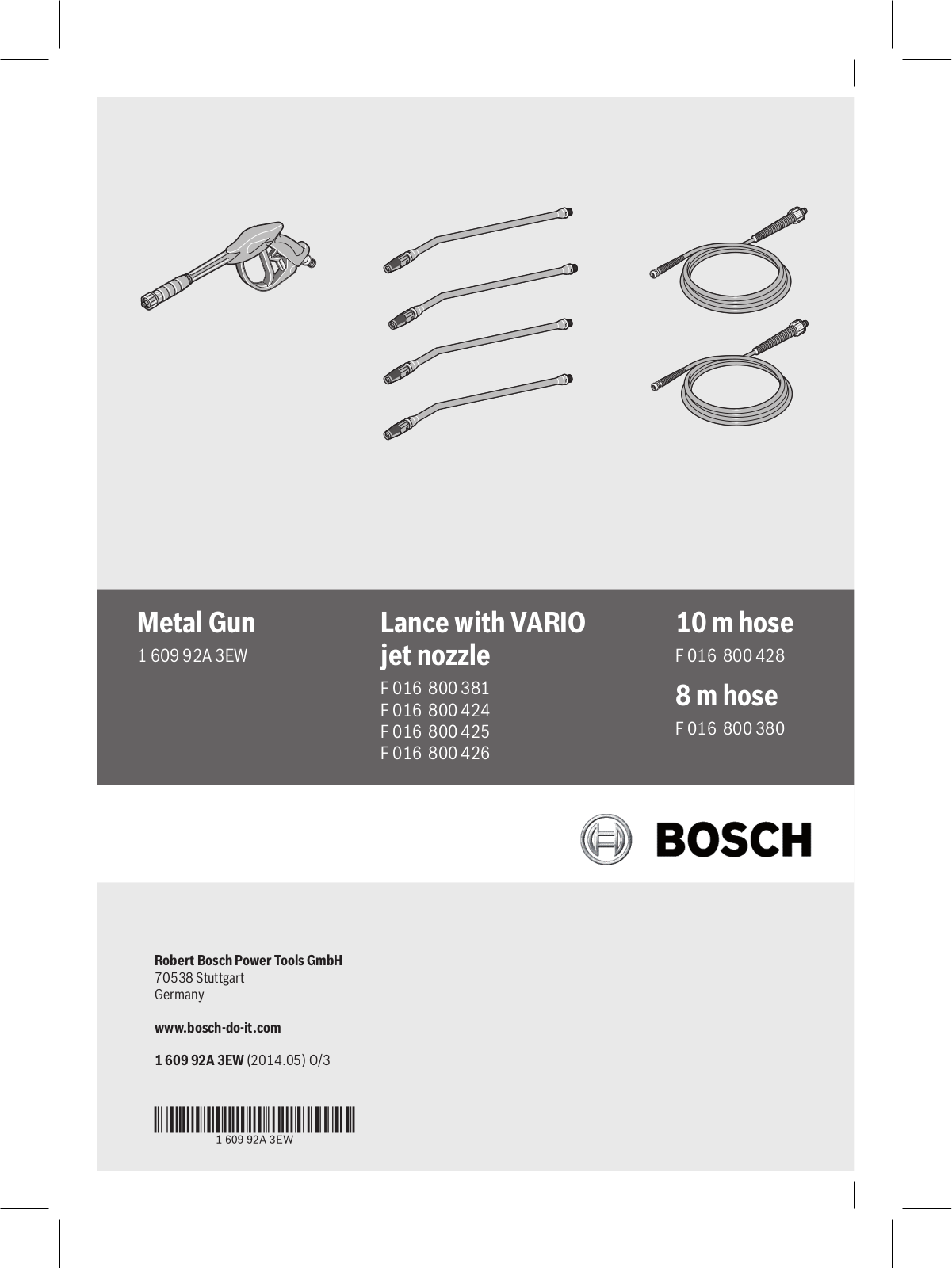 Bosch F 016 800 381, F 016 800 424, F 016 800 426, F 016 800 380, F 016 800 425 User Manual