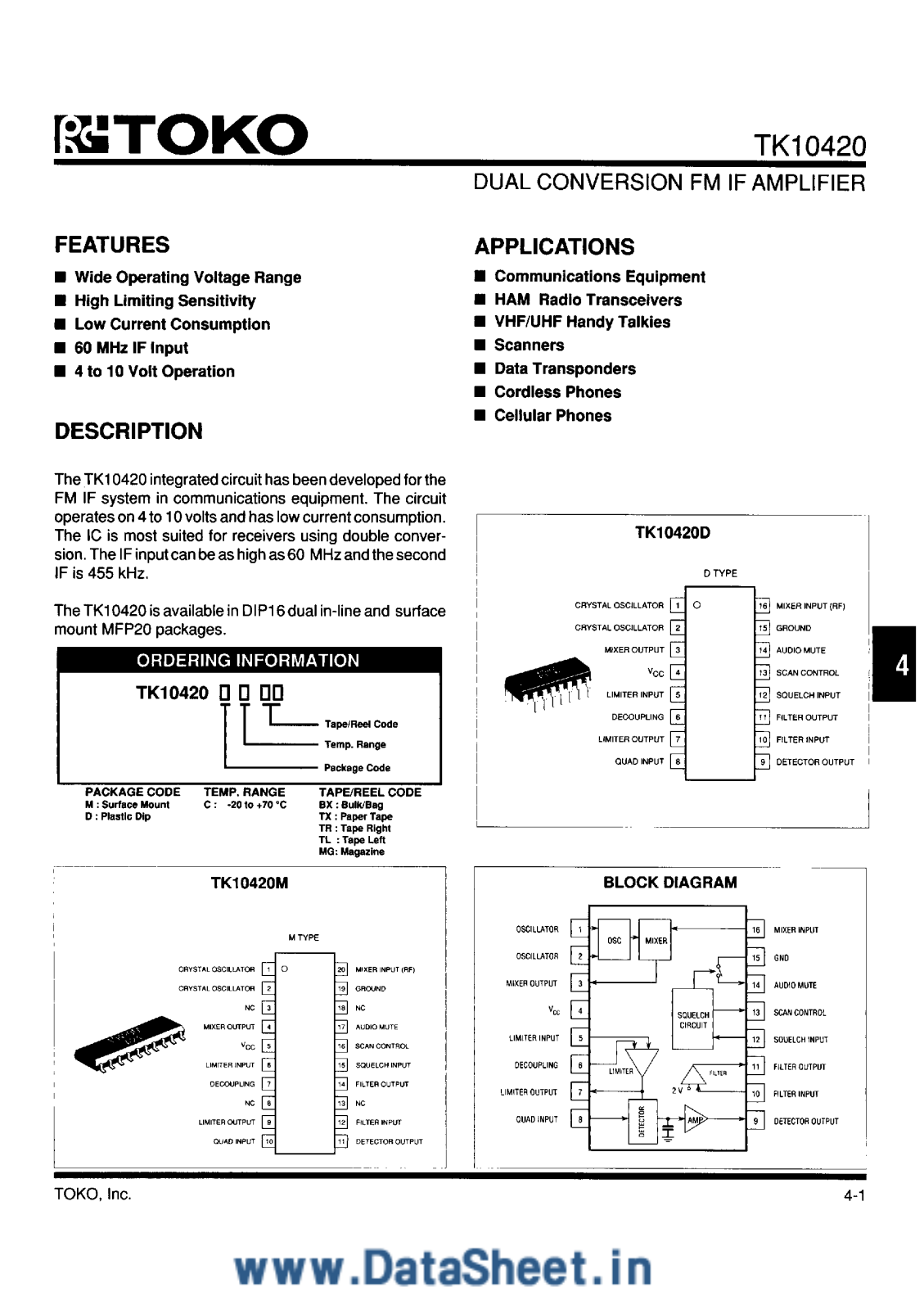 Datasheet TK10420 Specification - ManualMachine.com