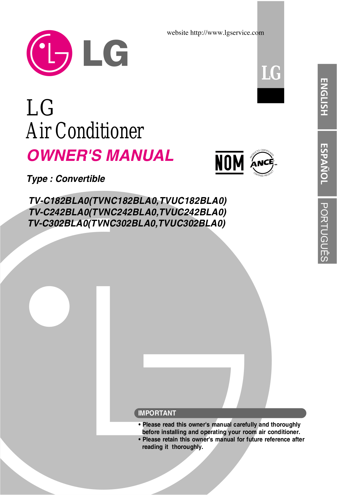 LG TVNC242BLA0 Owner’s Manual