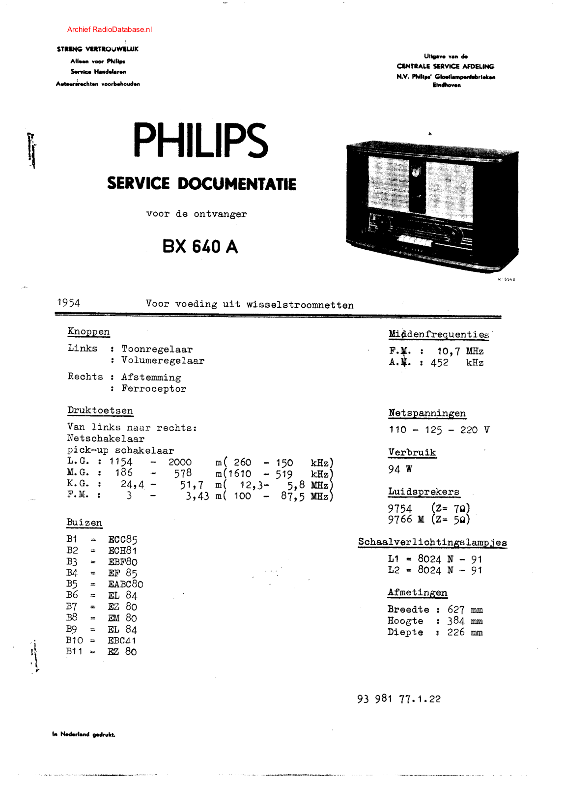 Philips BX640A Schematic