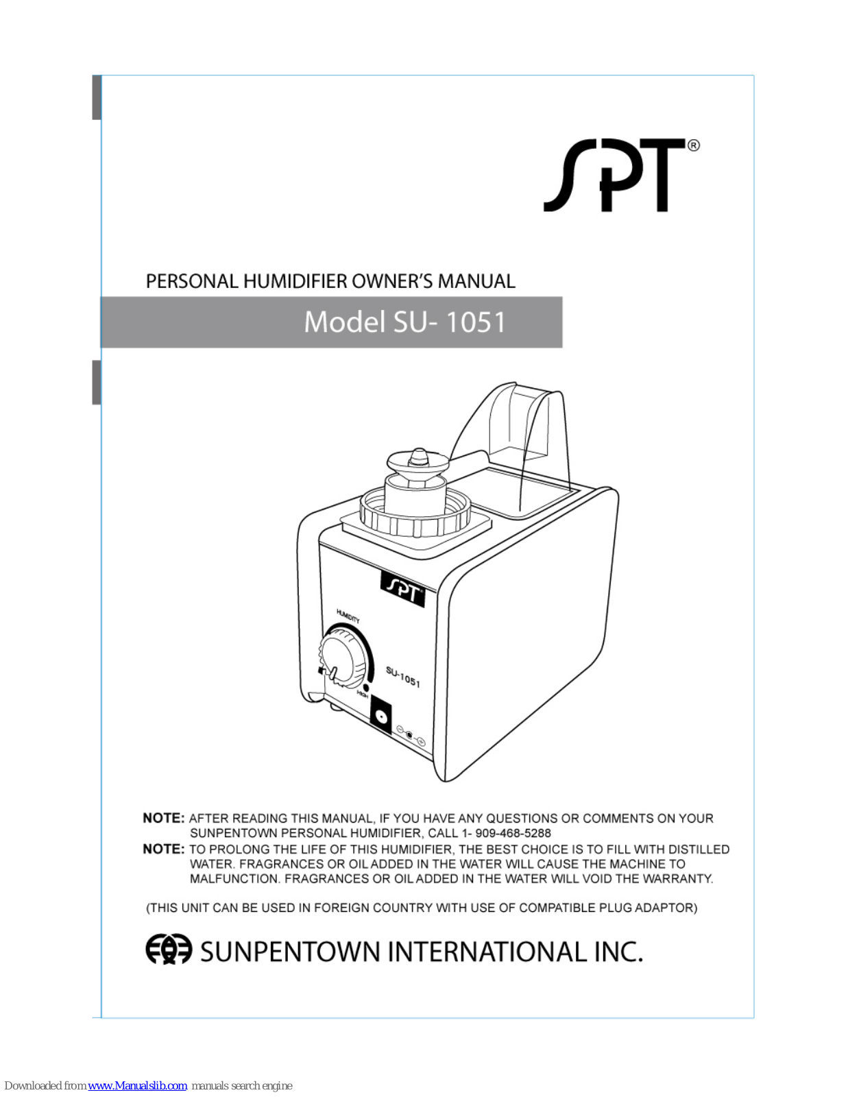 SPT SU-1051 Owner's Manual