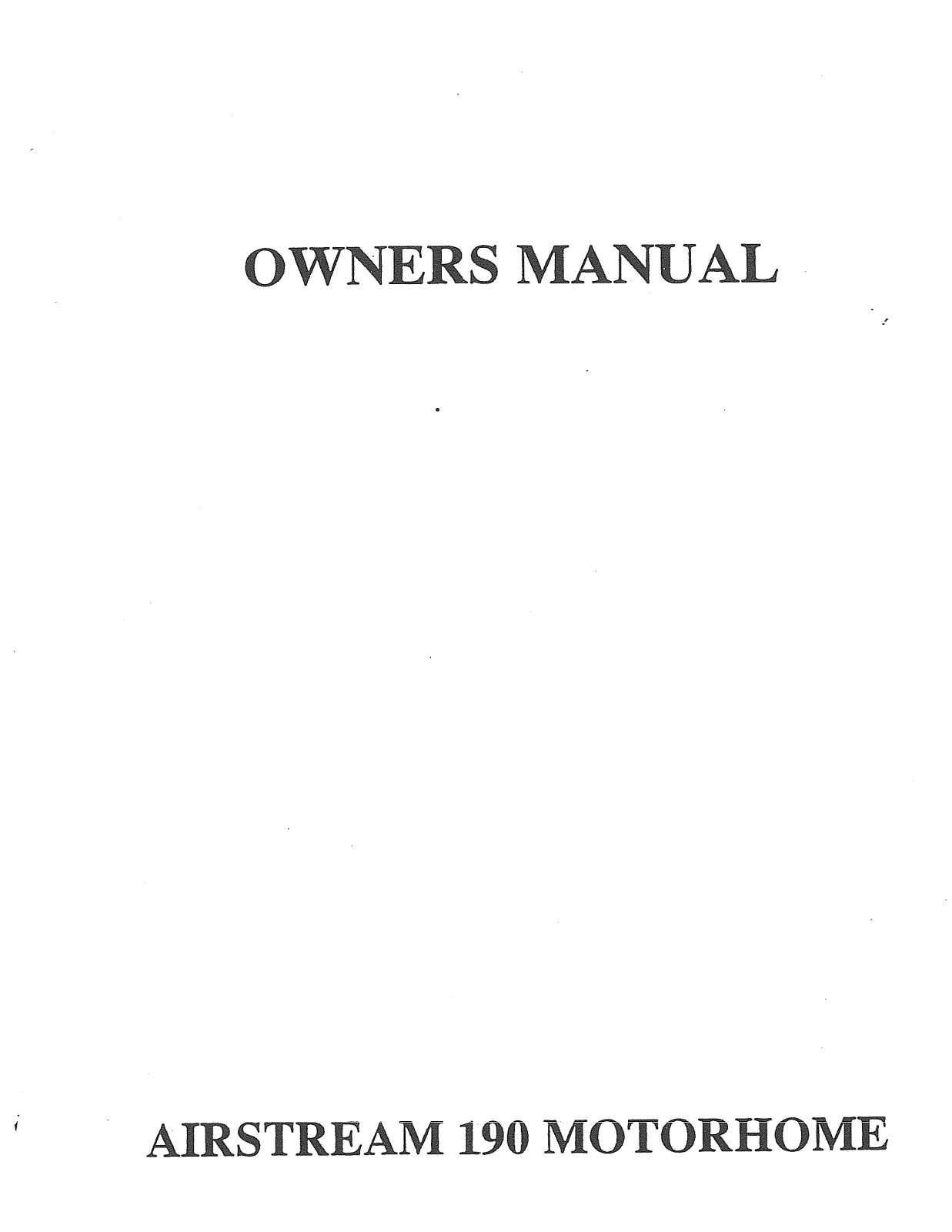 Airstream 190 B Van 1999 Owner's Manual