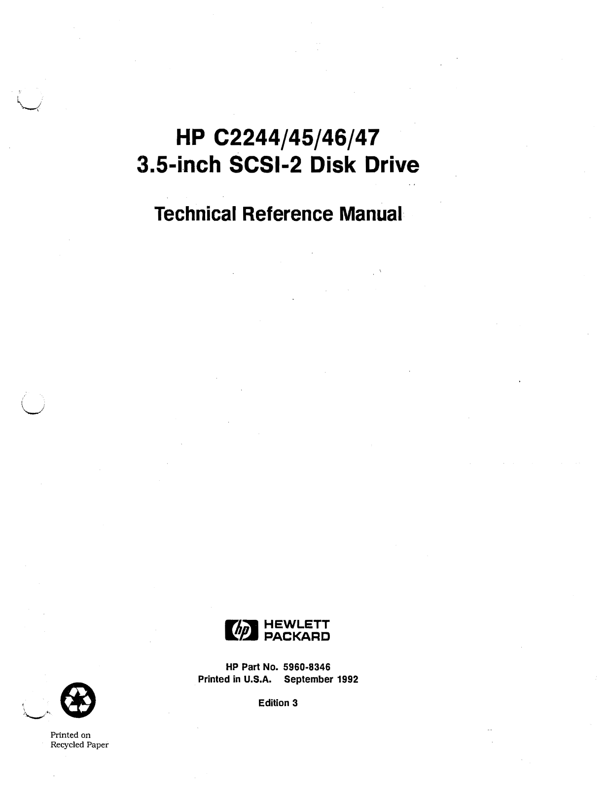 HP C2246, C2245, C2244, C2247 Technical Reference Manual