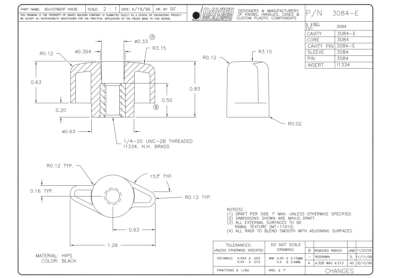 Davies Molding 3084-E Reference Drawing