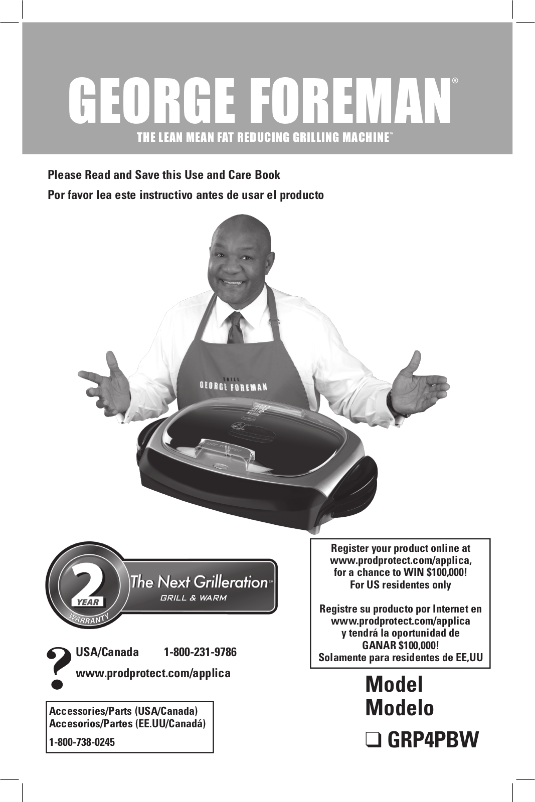 George Foreman GRP4PBW User Manual