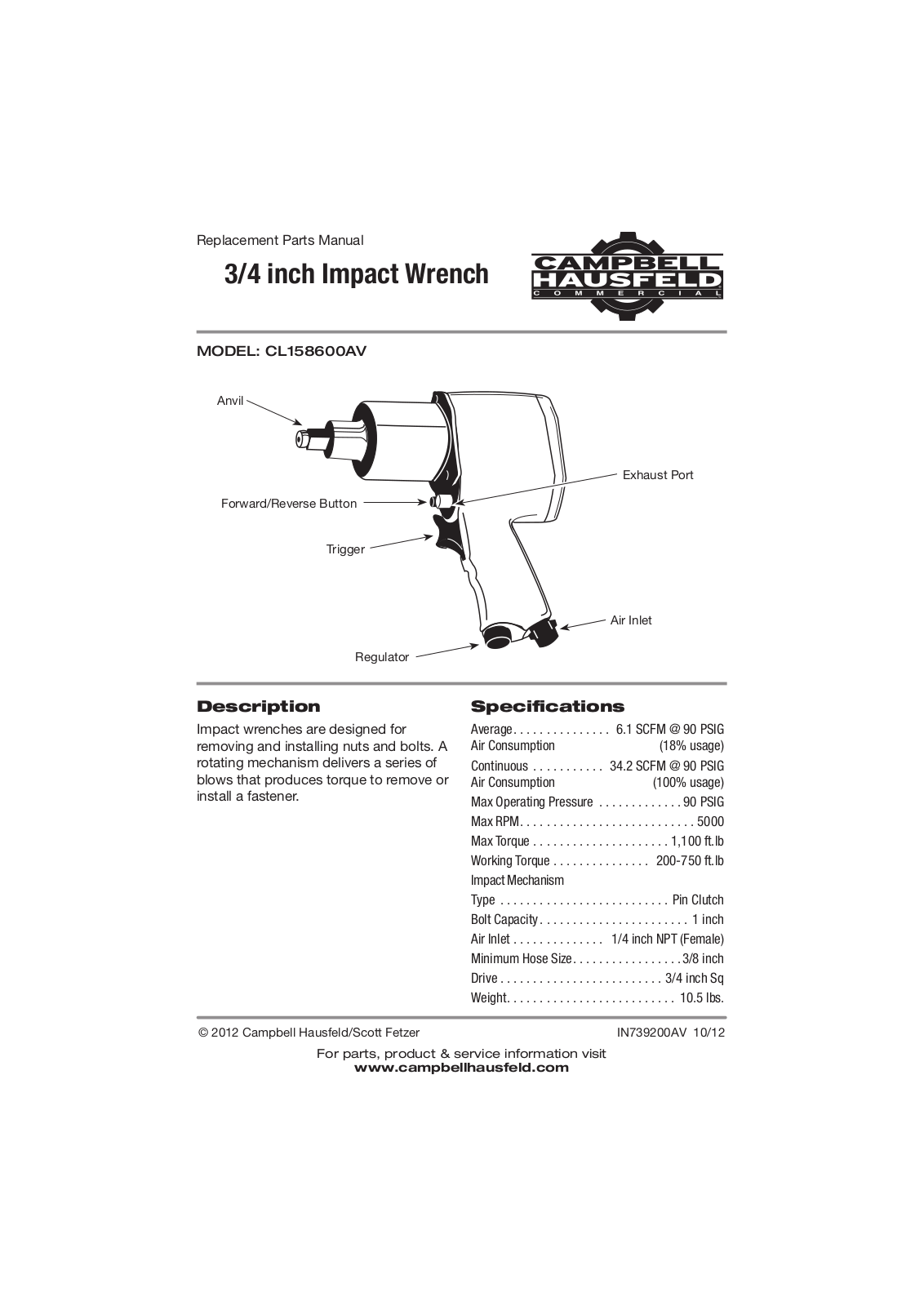 Campbell Hausfeld CL158600AV User Manual