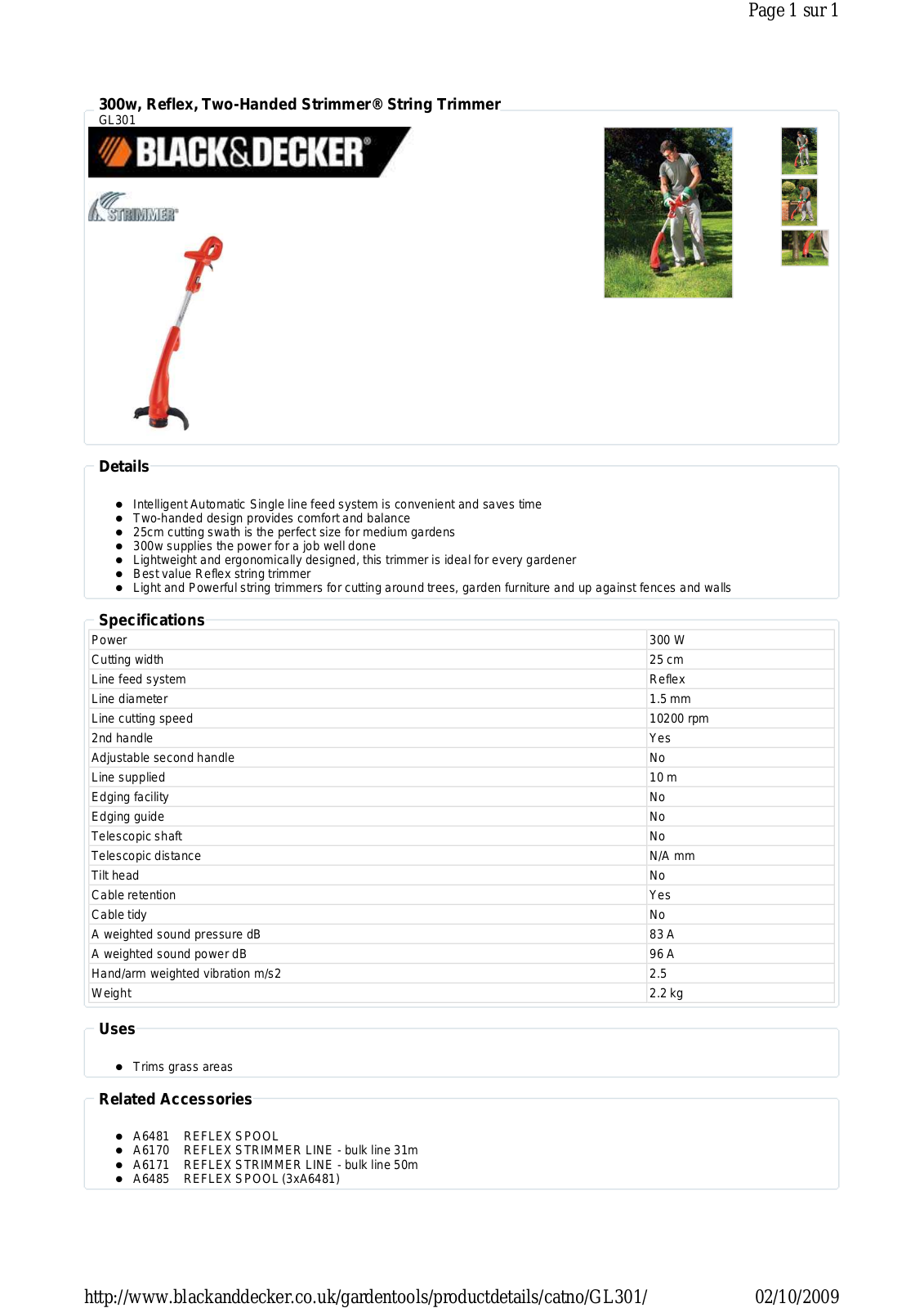 Black & decker GL301 DATASHEET