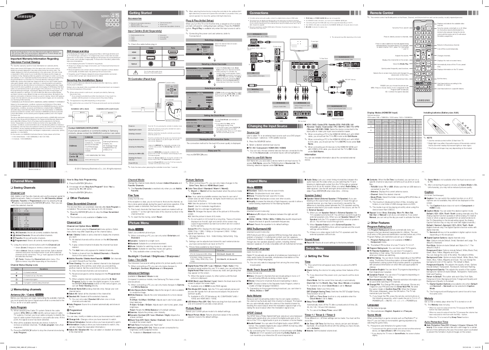 Samsung UN40EH5000F, UN32EH4000F, UN26EH4000F User Manual