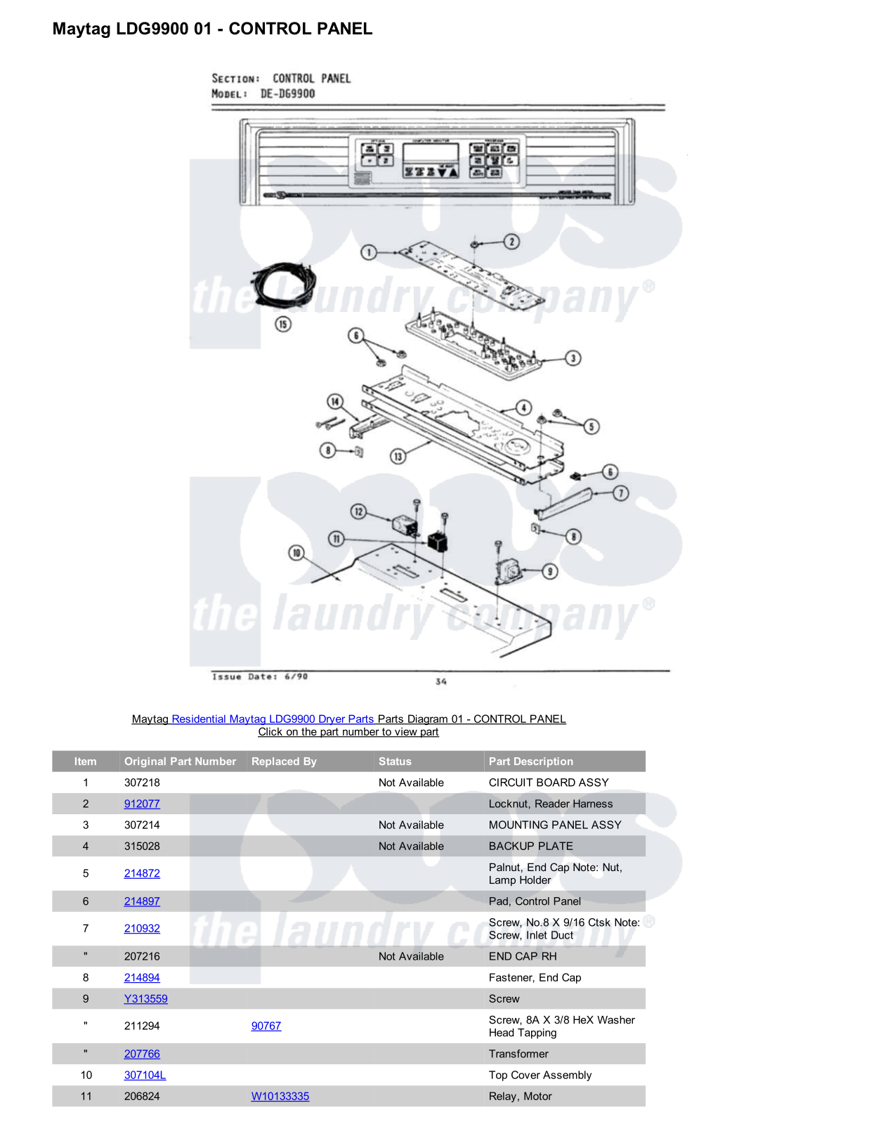 Maytag LDG9900 Parts Diagram