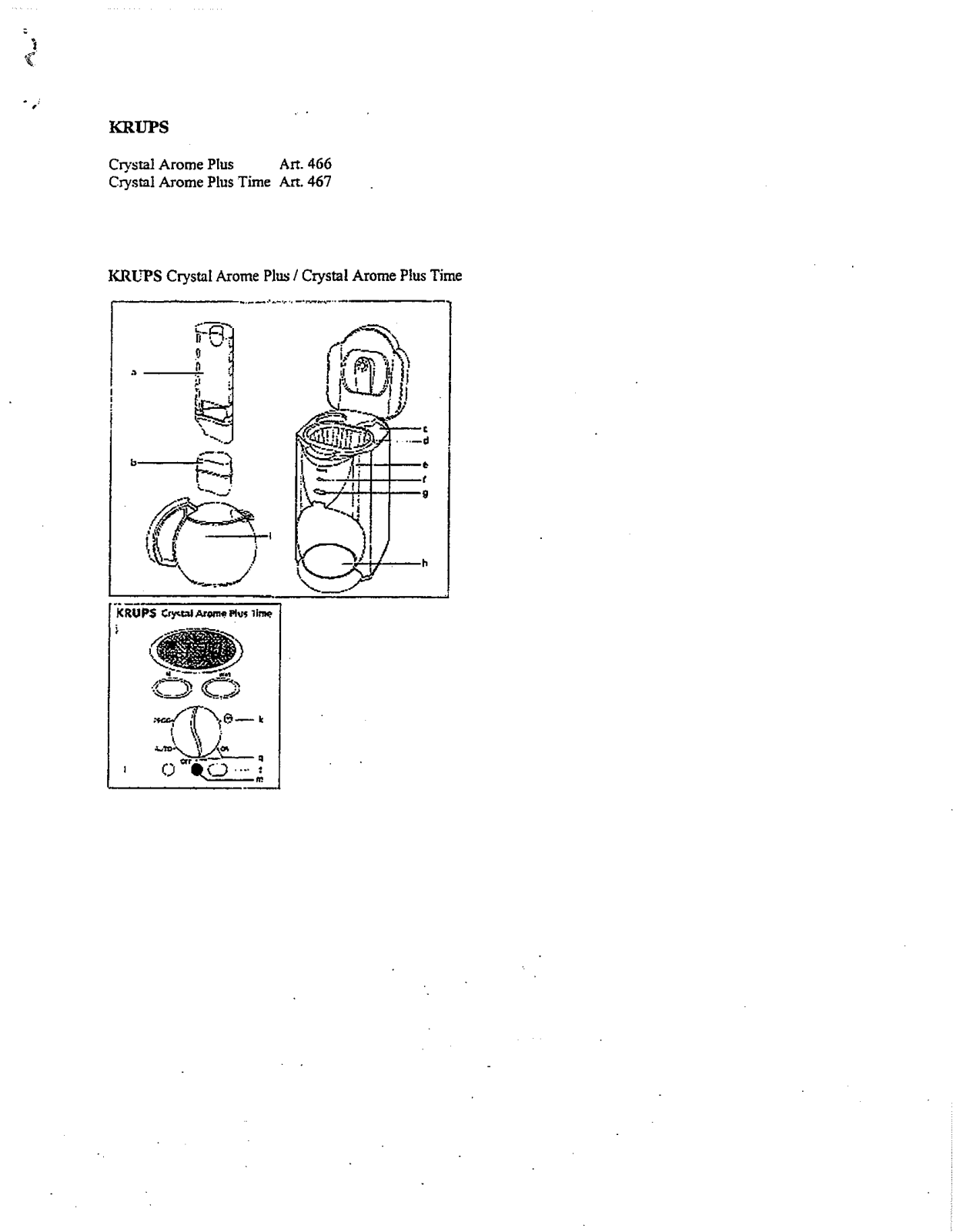 Krups CRYSTAL AROME PLUS, CRYSTAL AROME PLUS TIME, 466, 467 User Manual