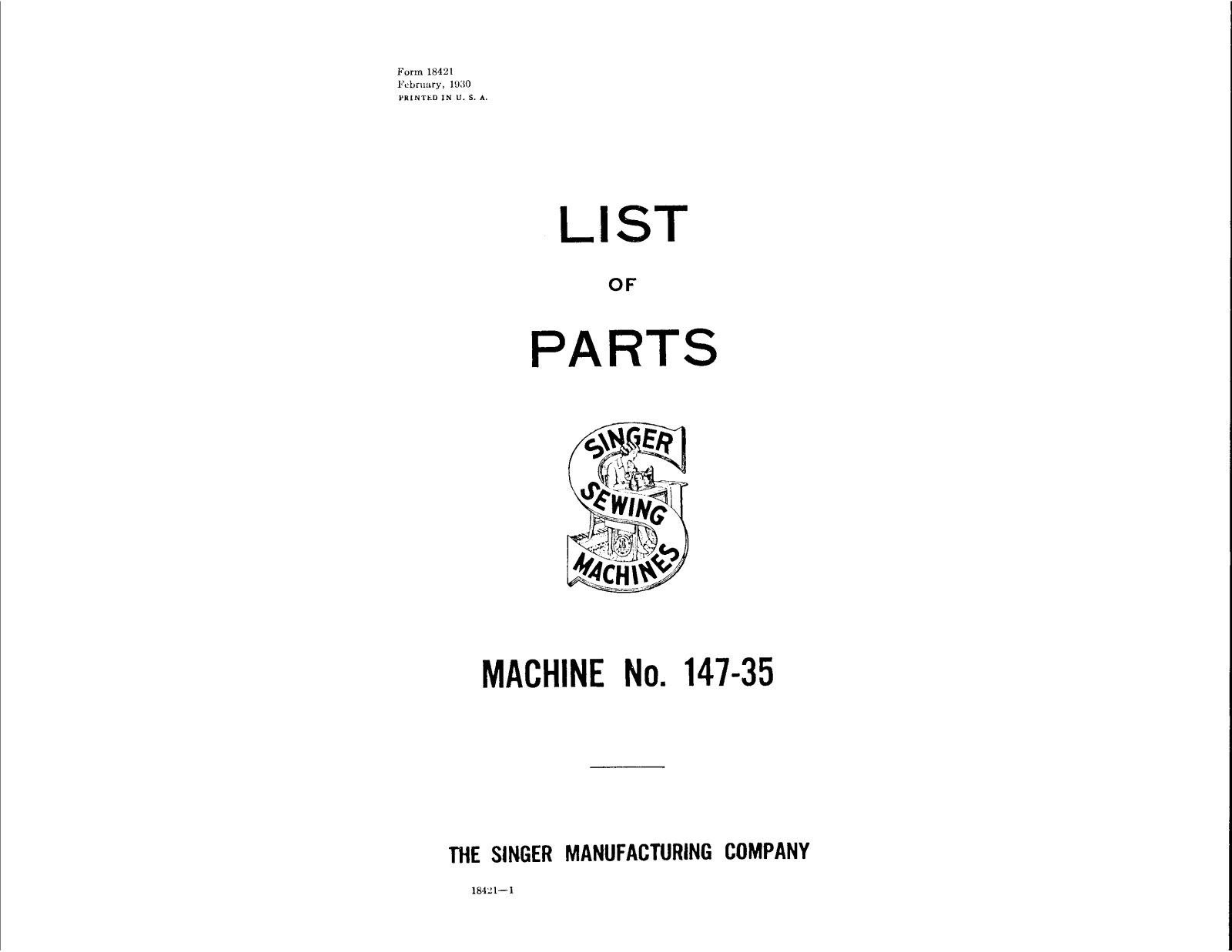 Singer 147-35 User Manual