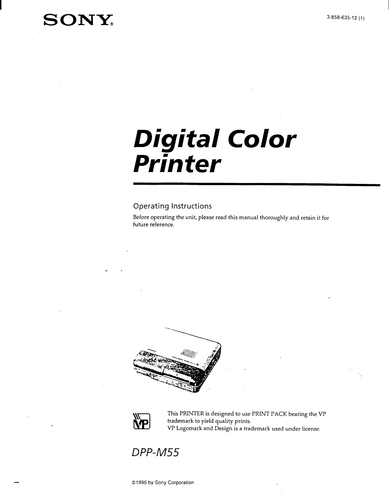 Sony DPP-M55 Operating Instruction