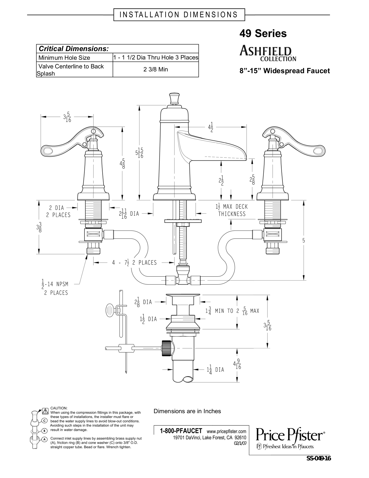 Pfister GT49-YP1K User Manual