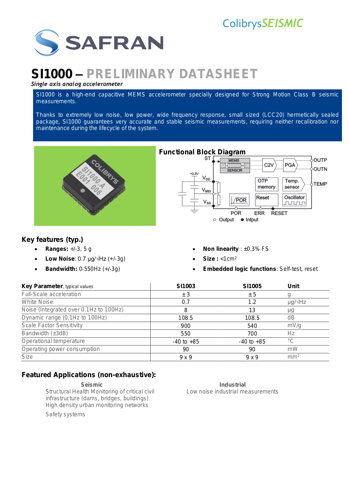 colibrys SI1000 Data Sheet