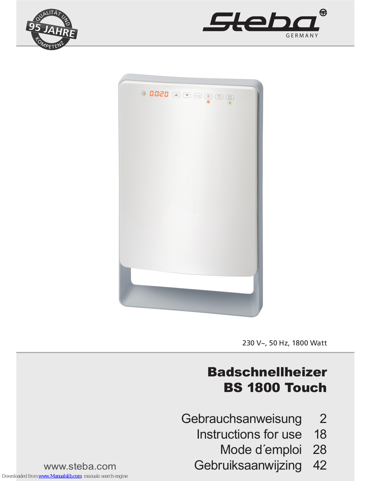 Steba BS 1800 Touch Instructions For Use Manual