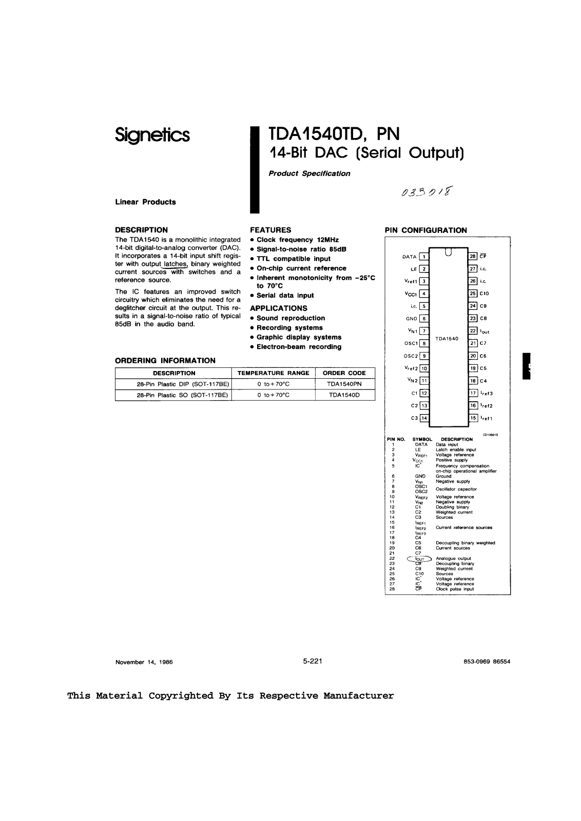 Philips tda1540 DATASHEETS