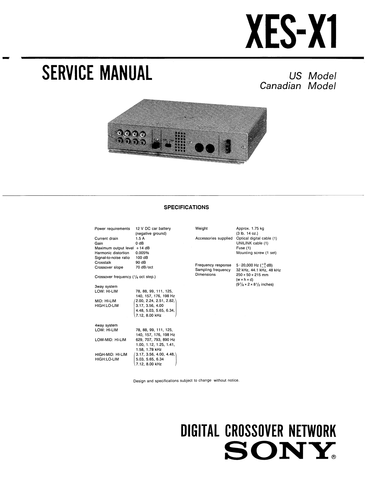 Sony XESX-1 Service manual