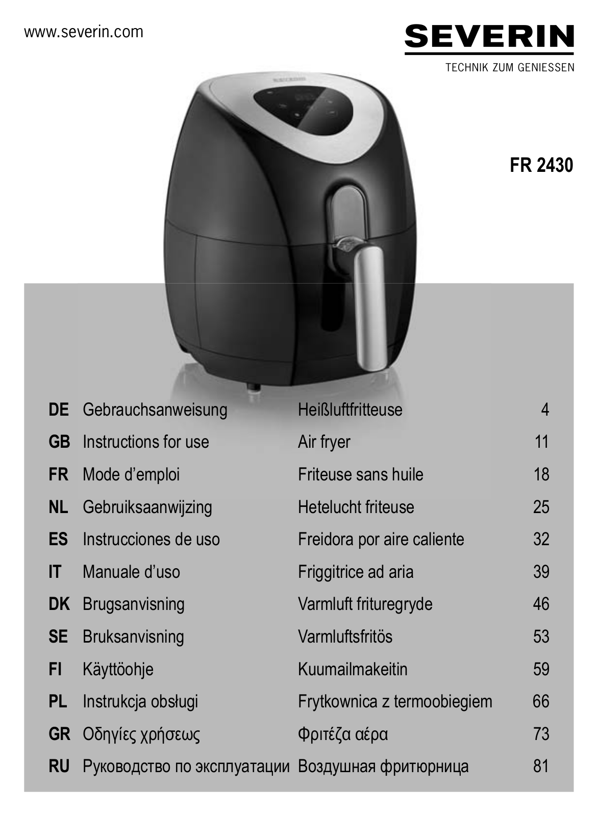 Severin FR 2430 User Manual