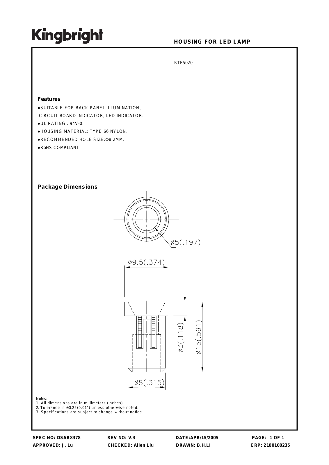 KINGBRIGHT DSAB8378 User Manual