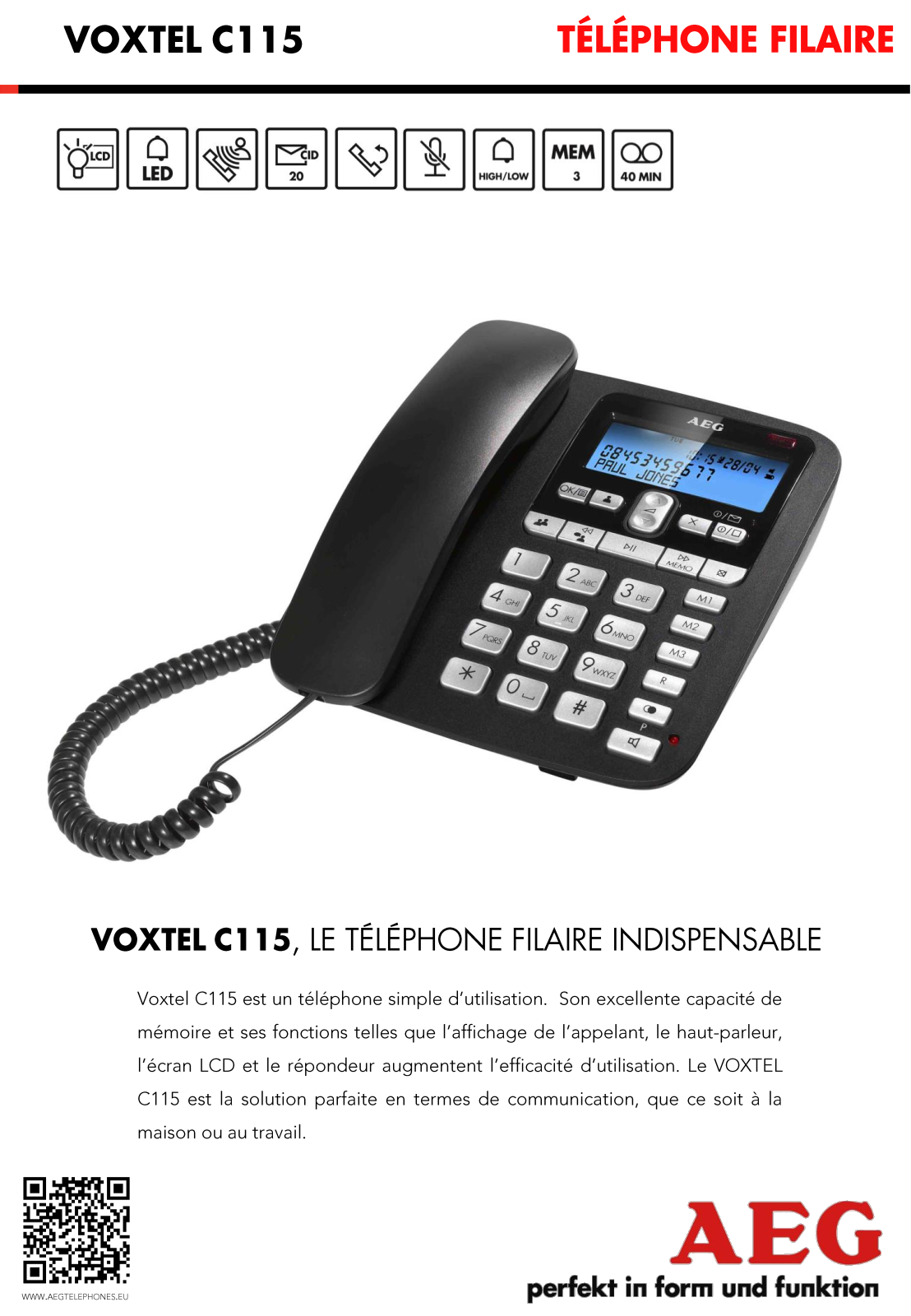 AEG Voxtel C115 product sheet