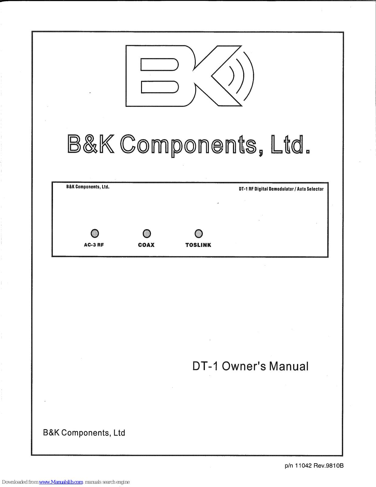 B & K DT-1 Owner's Manual