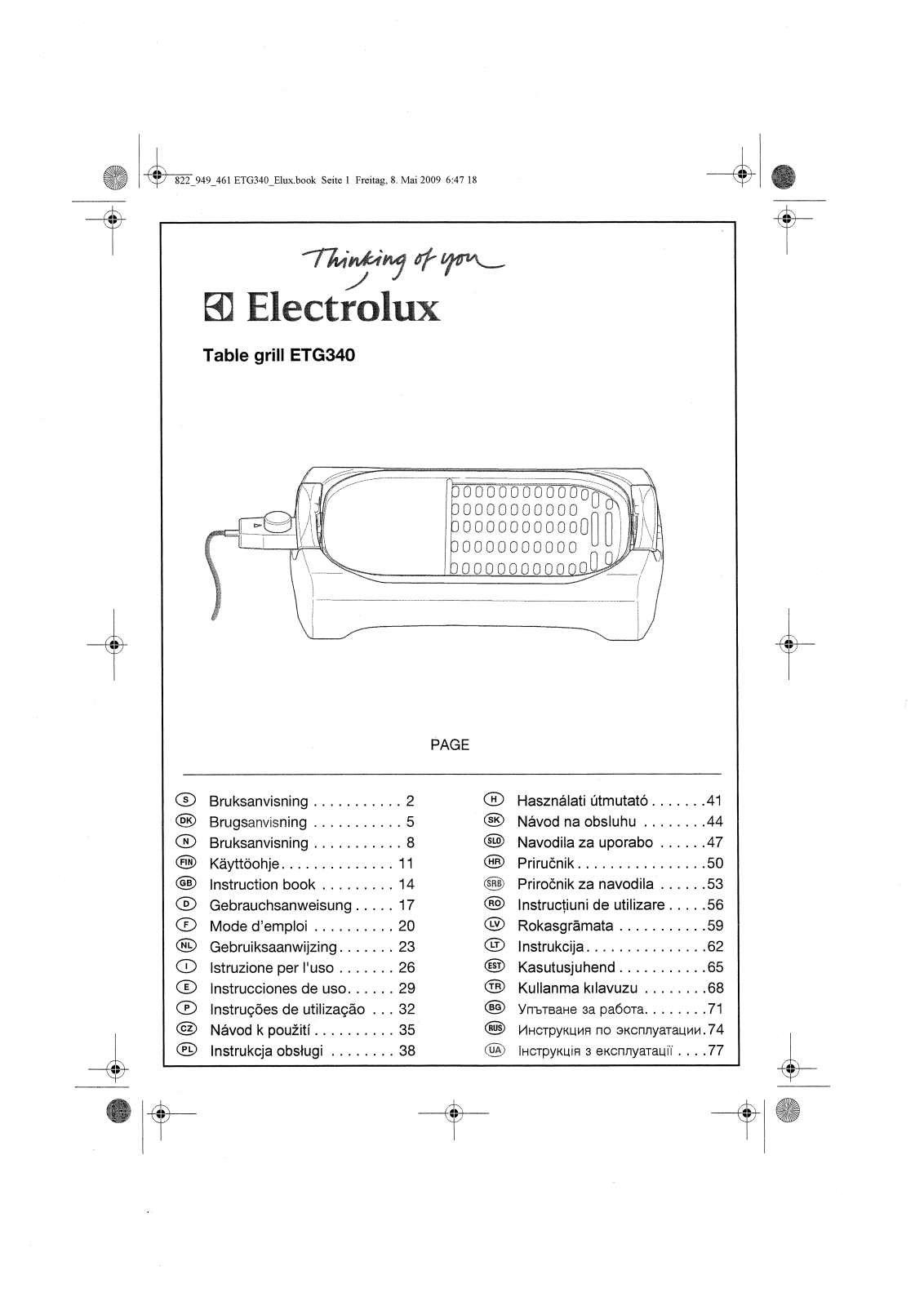 Electrolux ETG340 User Manual