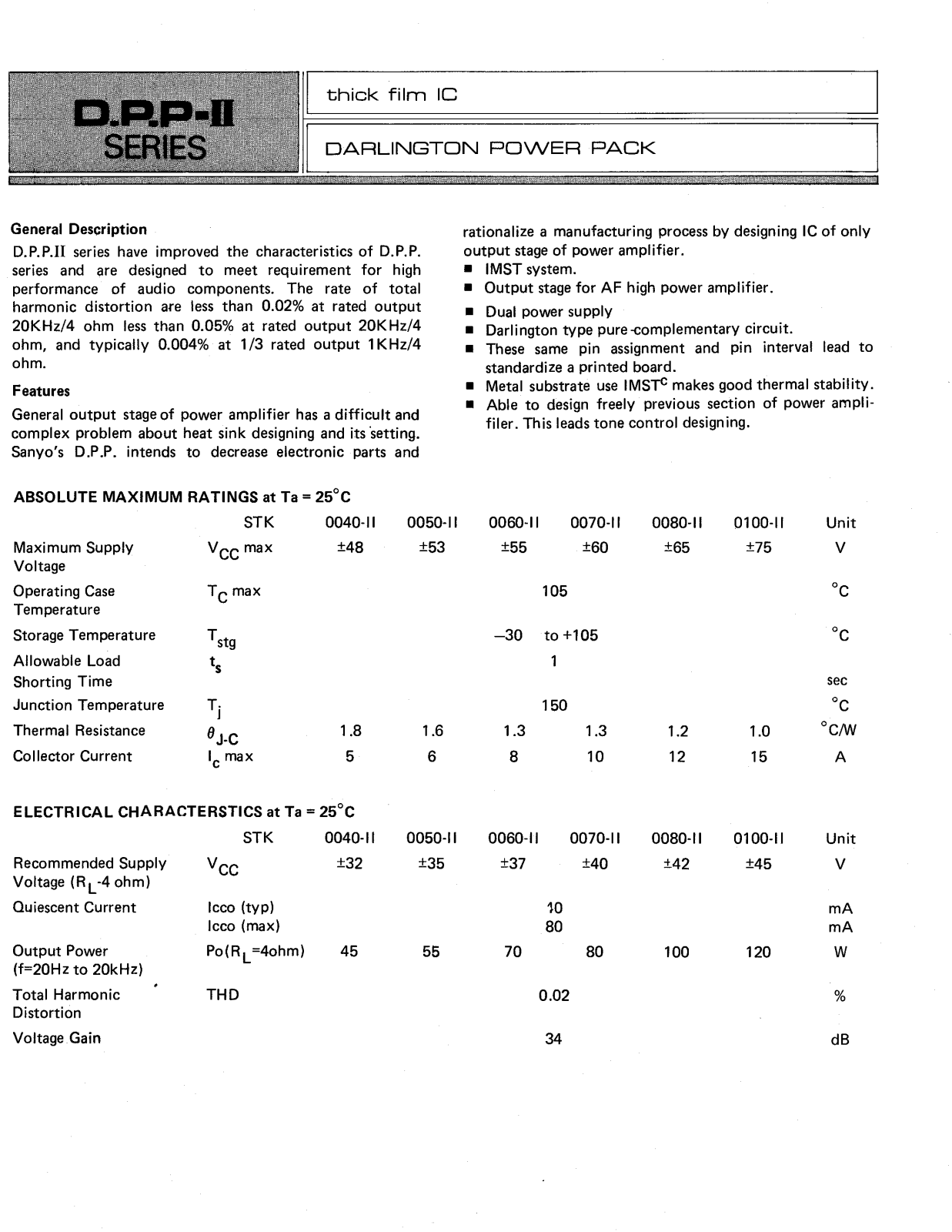 SANYO STK0050II, STK0080II, STK0060II, STK050II, STK060II Service Manual