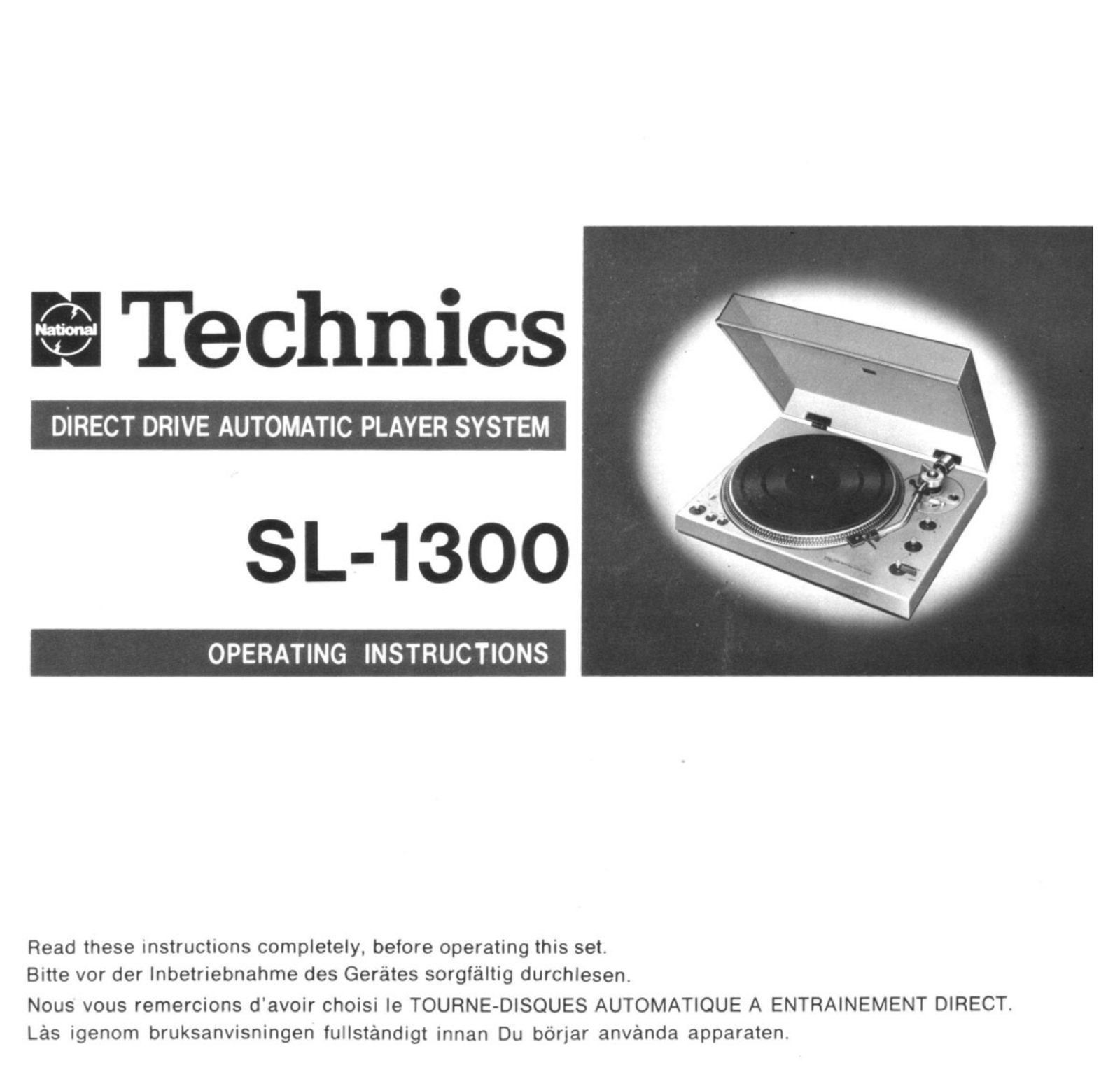 Technics SL-1300 Owners Manual