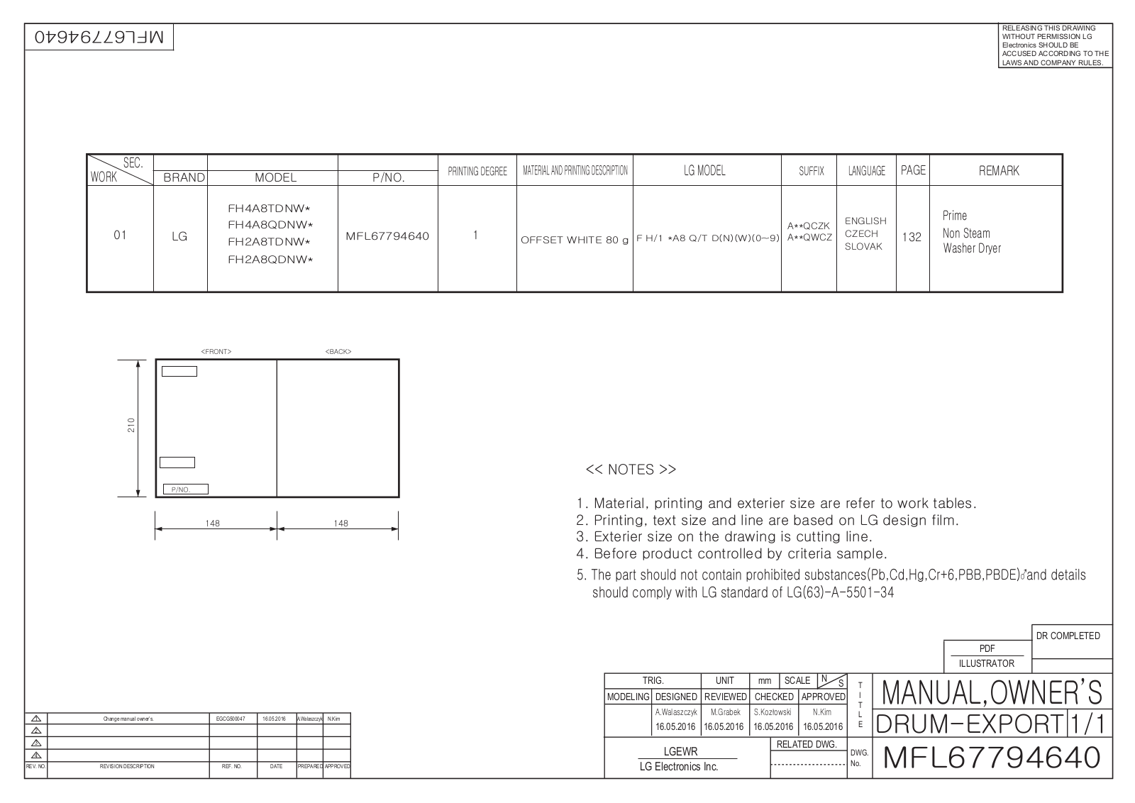 LG FH82A8TD Operating Instructions