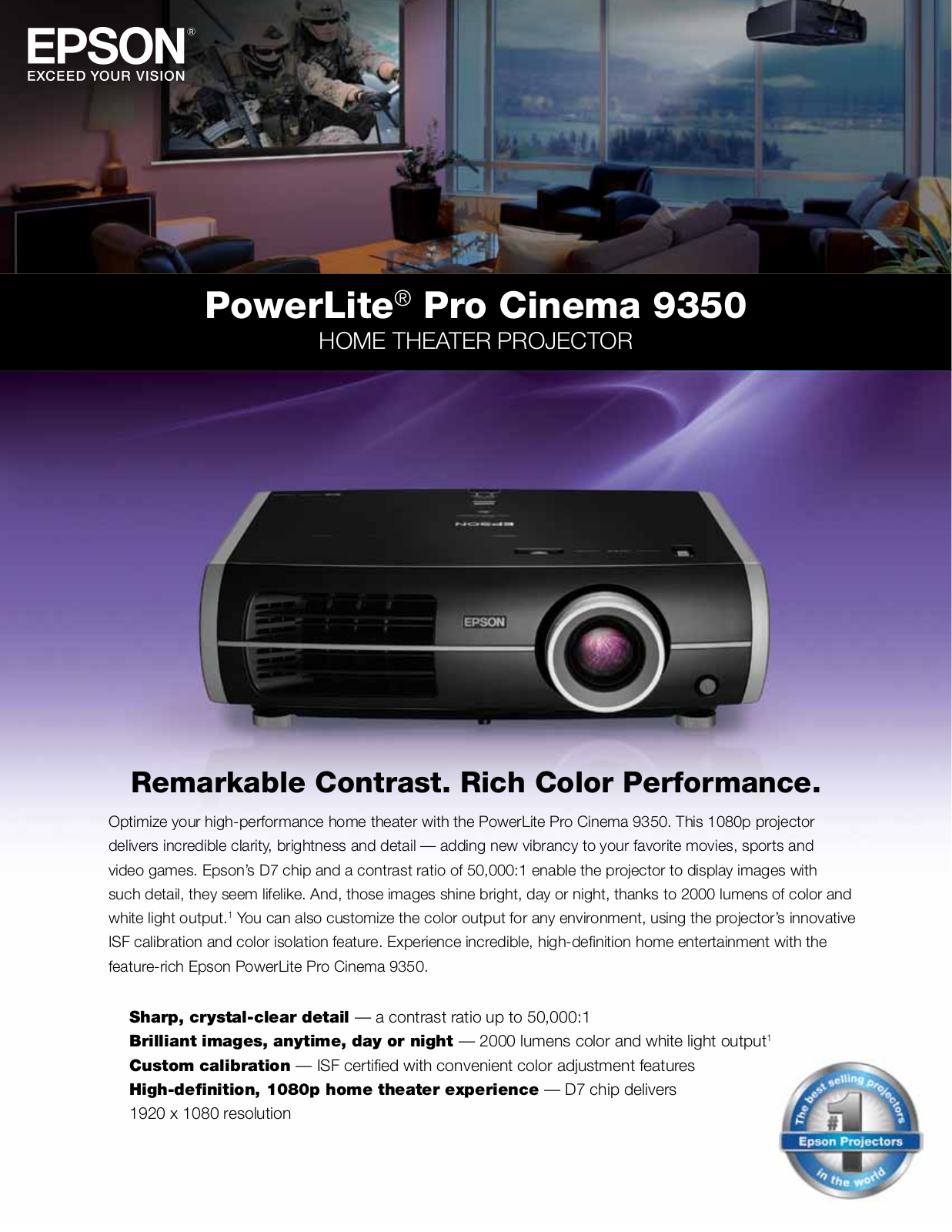 Epson PowerLite Pro Cinema 9350 Product Sheet