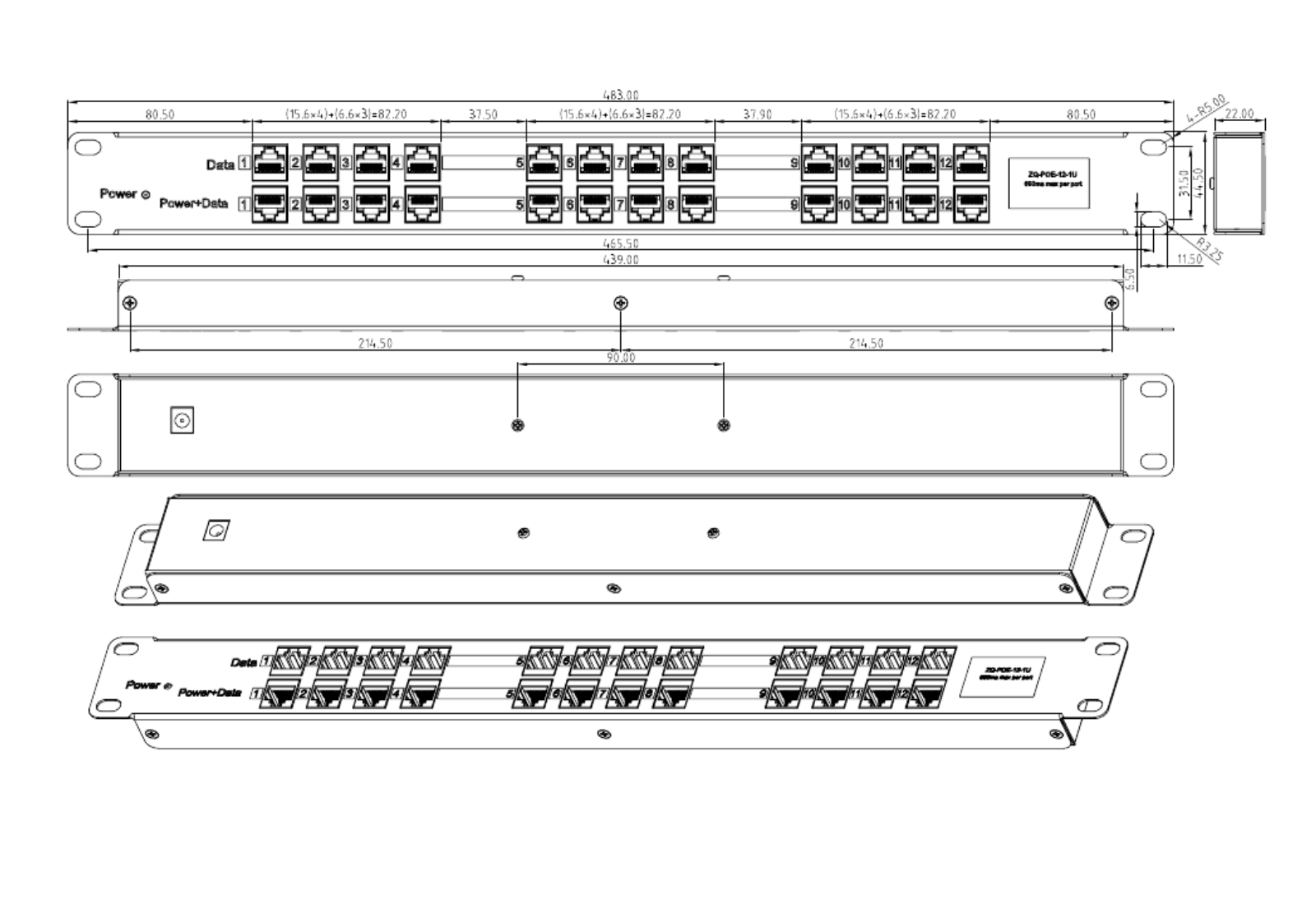 Intellinet I-PP 12-RU-POEA Drawing - ManualMachine.com